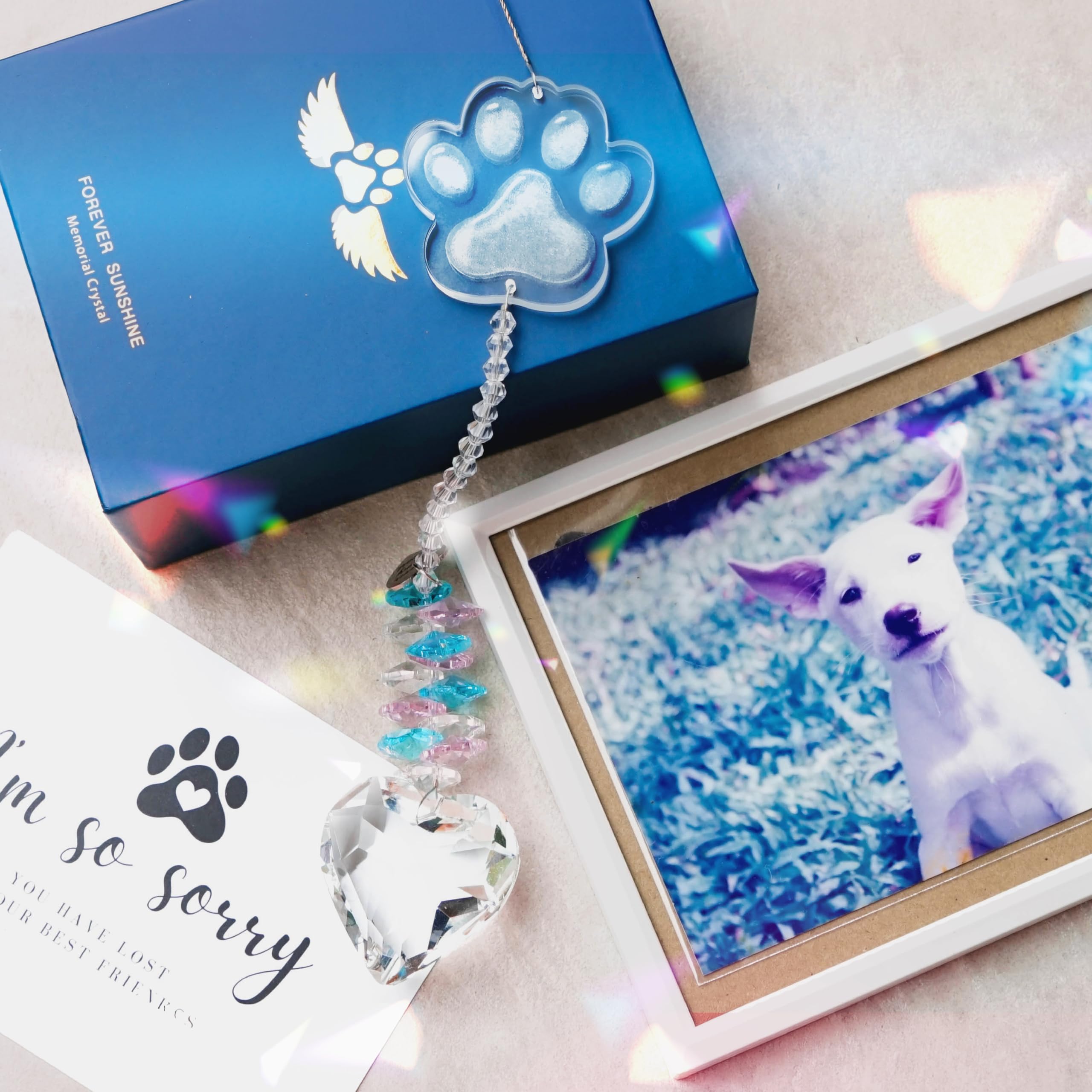 Dog Memorial Gifts for Loss of Dog Pet Sympathy Gift Suncatcher, Dog Memorial Gifts, Loss of Pet Memorial Keepsake - Dog Bereavement Gift - Clear