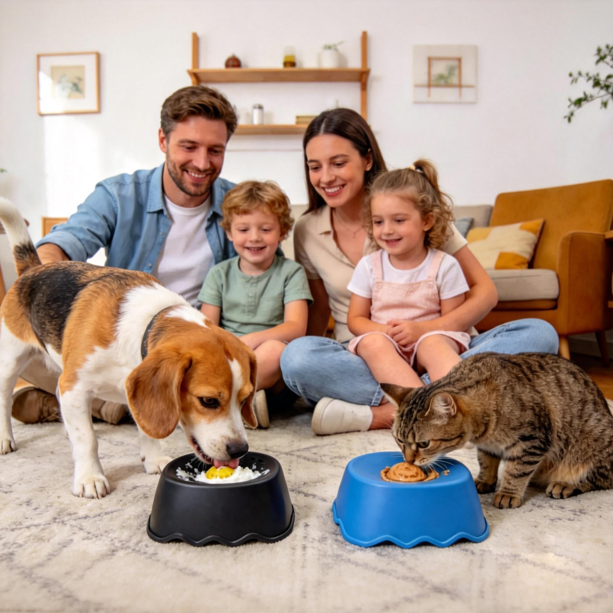 Slow Feeder Dog Bowls for Liquid Treats with Rolling Ball, Interactive Dog Lick Bowl for Bone Broth, Yogurt & Wet Food, Anti-Slip Lick Toy for Anxiety Relief & Post-Op Nutrition (1, Blue)