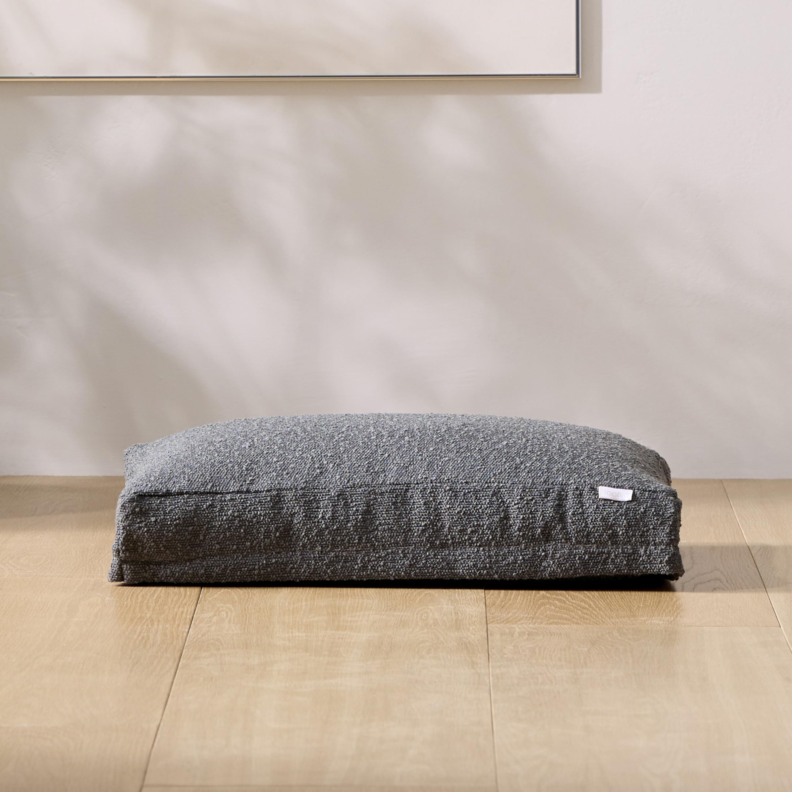 Saatva Dog Bed - Large Pet Bed for Dogs up to 120 lbs - Plush Pillow Top, Removable Cover and Non-Slip Base - Textured Grey - 44”