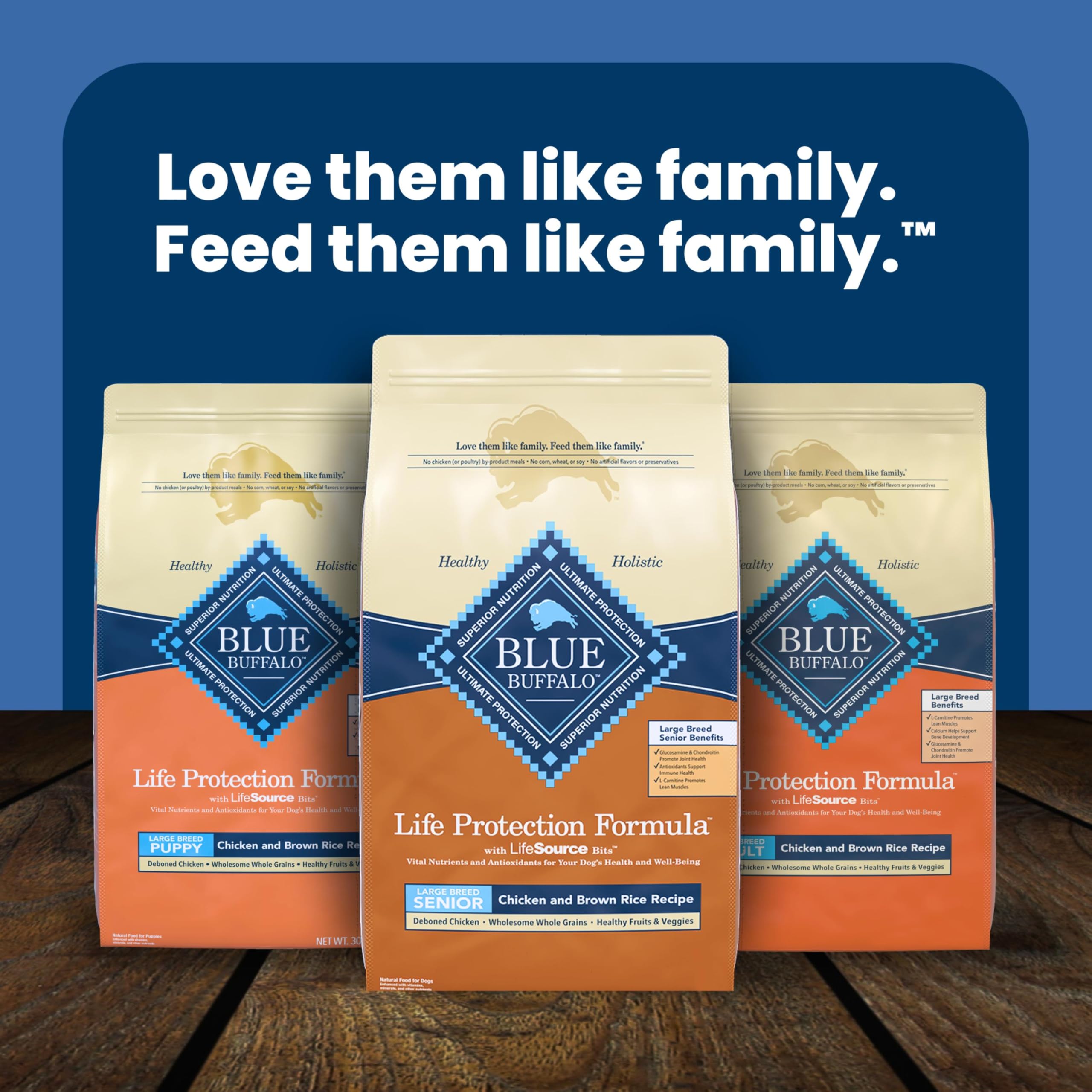 Blue Buffalo Life Protection Formula Chicken & Brown Rice Large Breed Senior Dry Dog Food, Supports Immunity With LifeSource Bits, Promotes Healthy Muscles & Joint Health, Skin & Coat Health, 30 lbs.