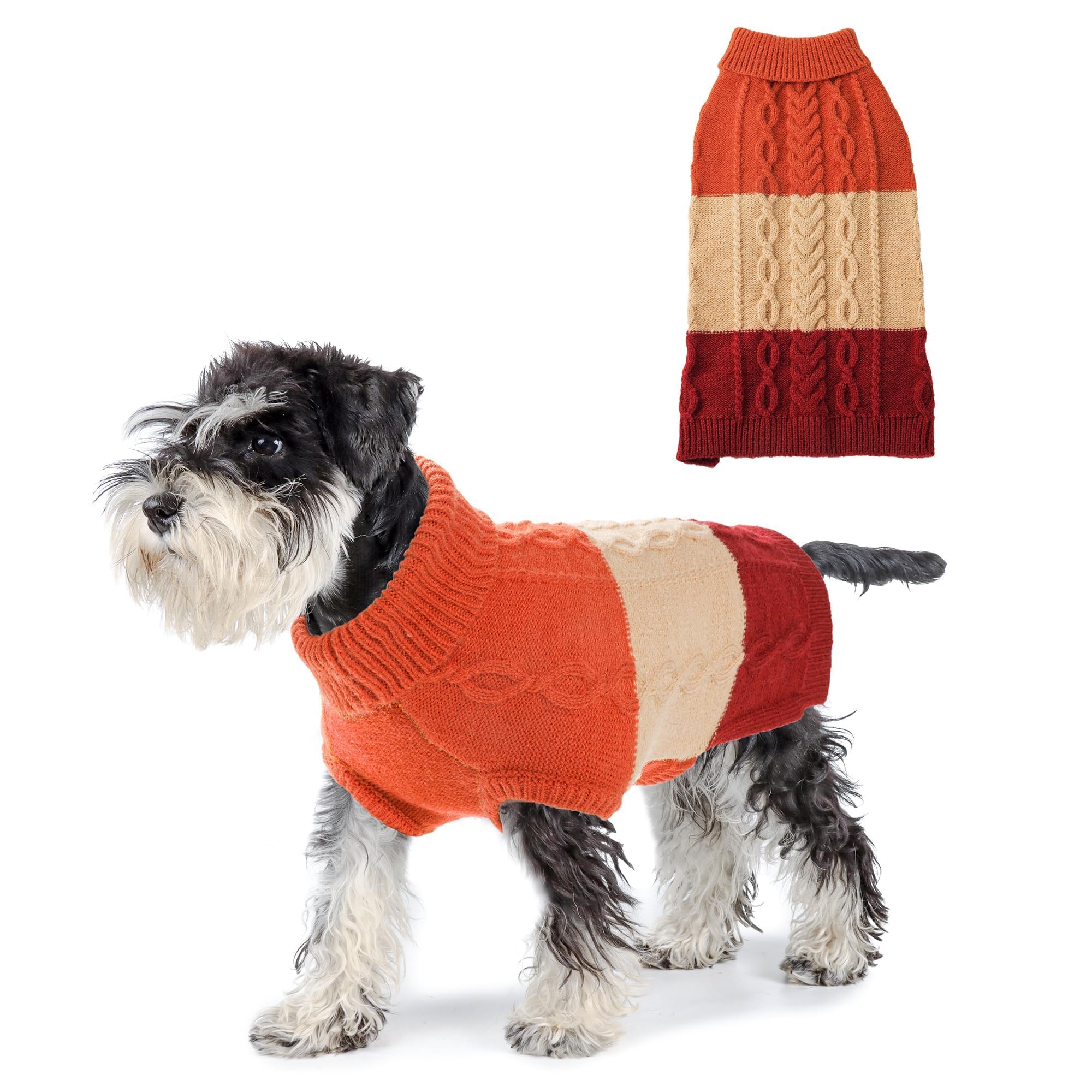 NACOCO Dog Sweater Color Block - Halloween Cat Knitted Clothes Pet Fashion Sweatshirt Soft Vest Thickening Winter Warm Knitwear Outfits Apparel for Small Medium Dog Puppy Kitten(Pink, L)
