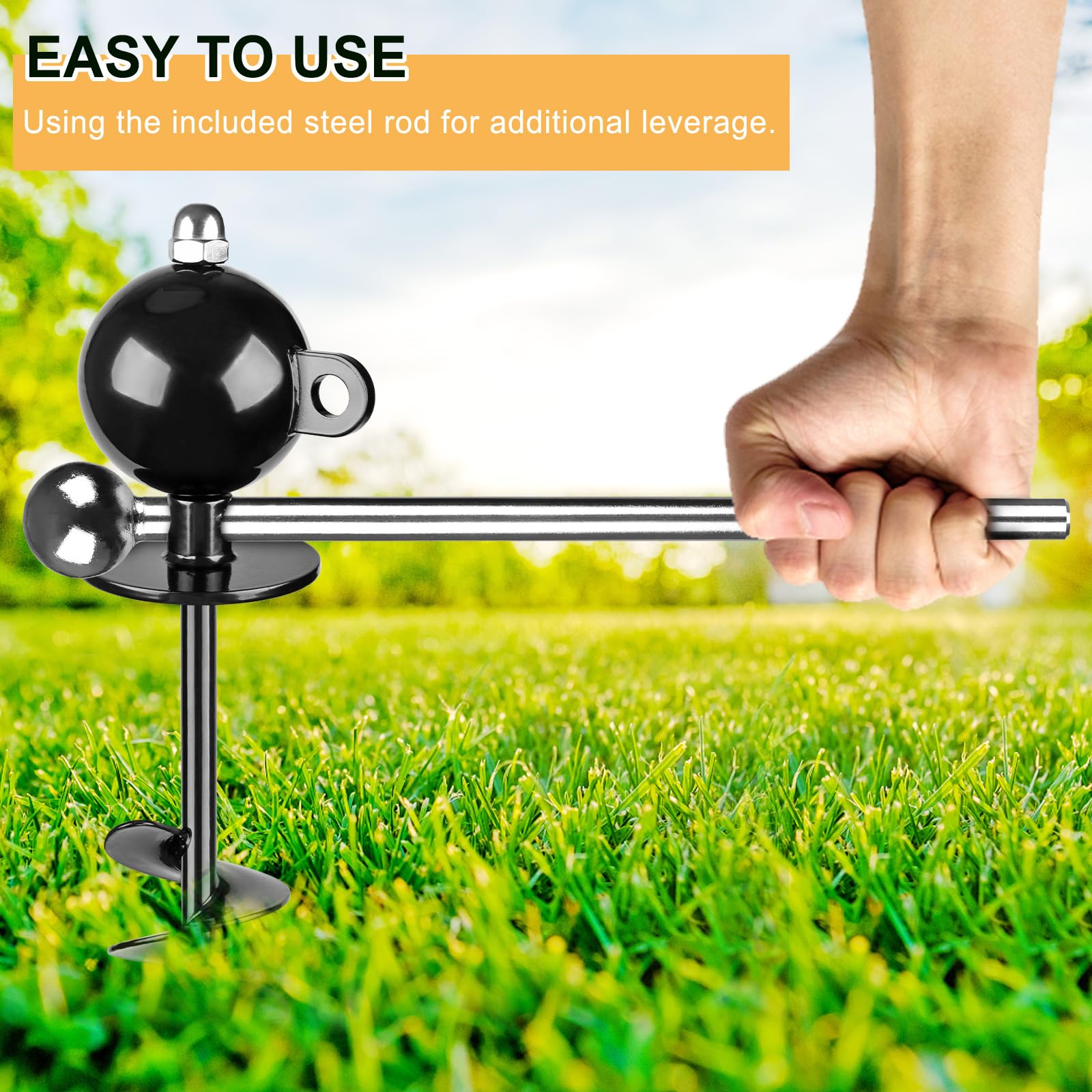 SELEWARE Dog Tie Out Stake Outdoor Anti-Rust Dog Anchor with Stainless Steel Dog Chain Leash for Large Dogs up to 100 lbs, Free Rotation Dog Stake Dog Camping Gear 30 ft A