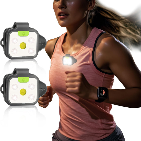 HOKOILN 2Pack Running Lights for Runners, LED Rechargeable Running Lights with Sturdy Clip, Ultra Bright Clip on Flashlight for Camping, Hiking, Walking, Jogging, Outdoor Adventure