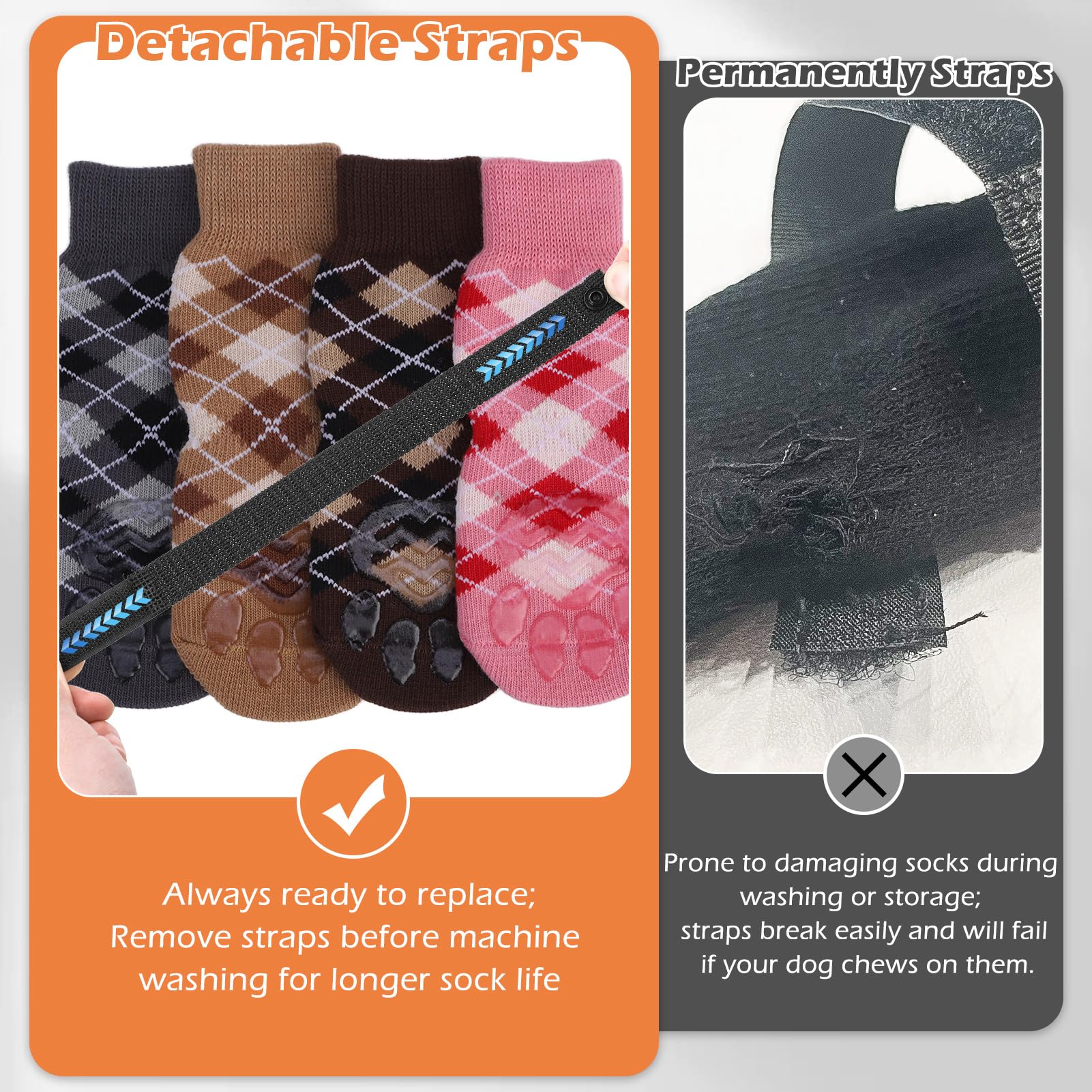 EXPAWLORER Dog Socks to Prevent Licking Paws,Anti Slip Dog Shoes for Hot Pavement,Dog Booties for Hardwood Floors,Dogs Boots & Paw Protectors for Small Medium Large Senior Dogs,British Style,Khaki M