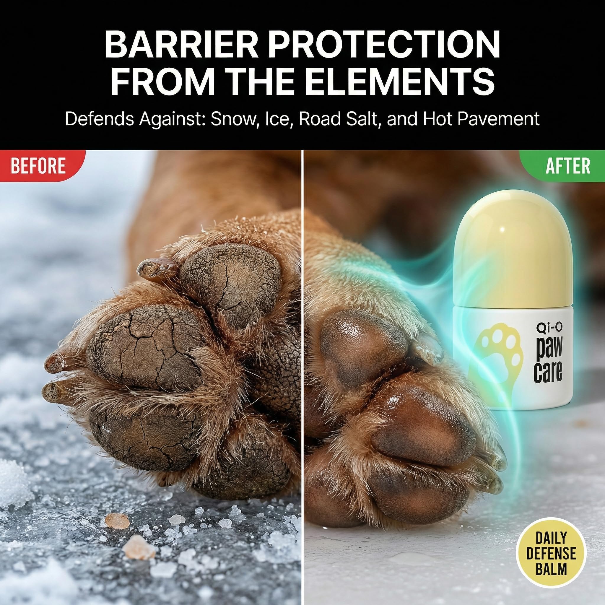 2.0 Paw Balm for Dogs & Cats - Natural Shea Butter Moisturizer Heals Dry Cracked Paws & Noses - Lick Safe & Non-Toxic - Large Roll-on Applicator - Plant-Based Avocado & Olive Oil Protection