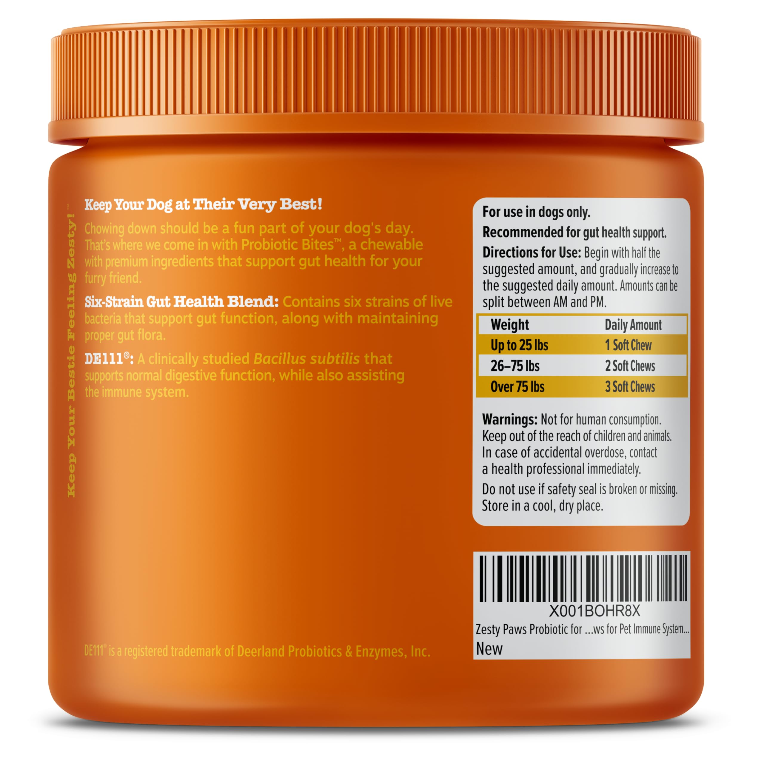 Zesty Paws Probiotics for Dogs - Digestive Enzymes for Gut Flora, Digestive Health, Diarrhea & Bowel Support - Clinically Studied DE111 - Dog Supplement Soft Chew for Pet Immune System - Pumpkin, 90ct