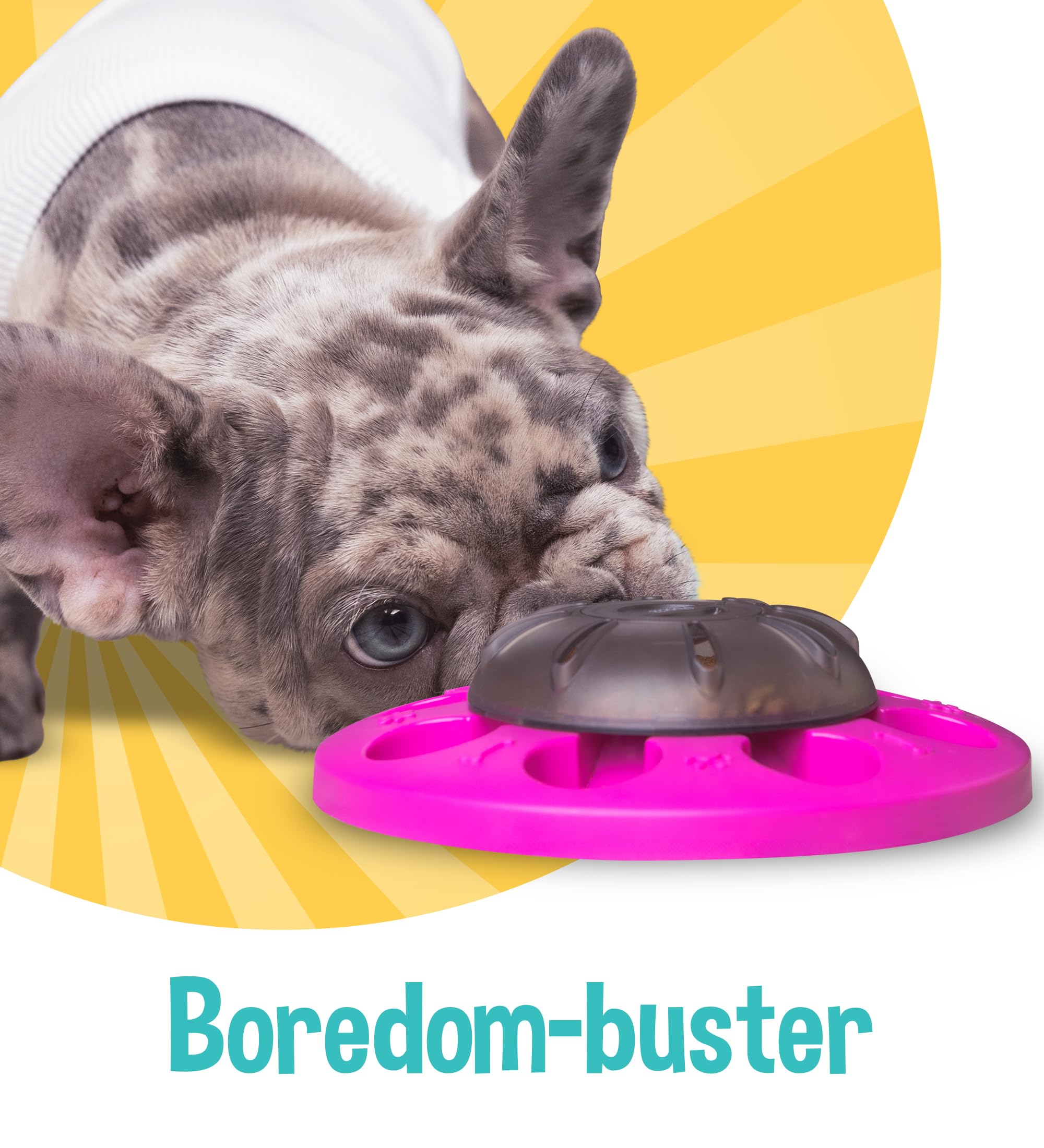 Poocii-Go-Round Slow Feeder Dog Enrichment Toy - Interactive Food or Treat Dispensing Puzzle for IQ Training, Anti-Choking Design, Durable, Easy to Clean, Engaging Pet Activity - Pink