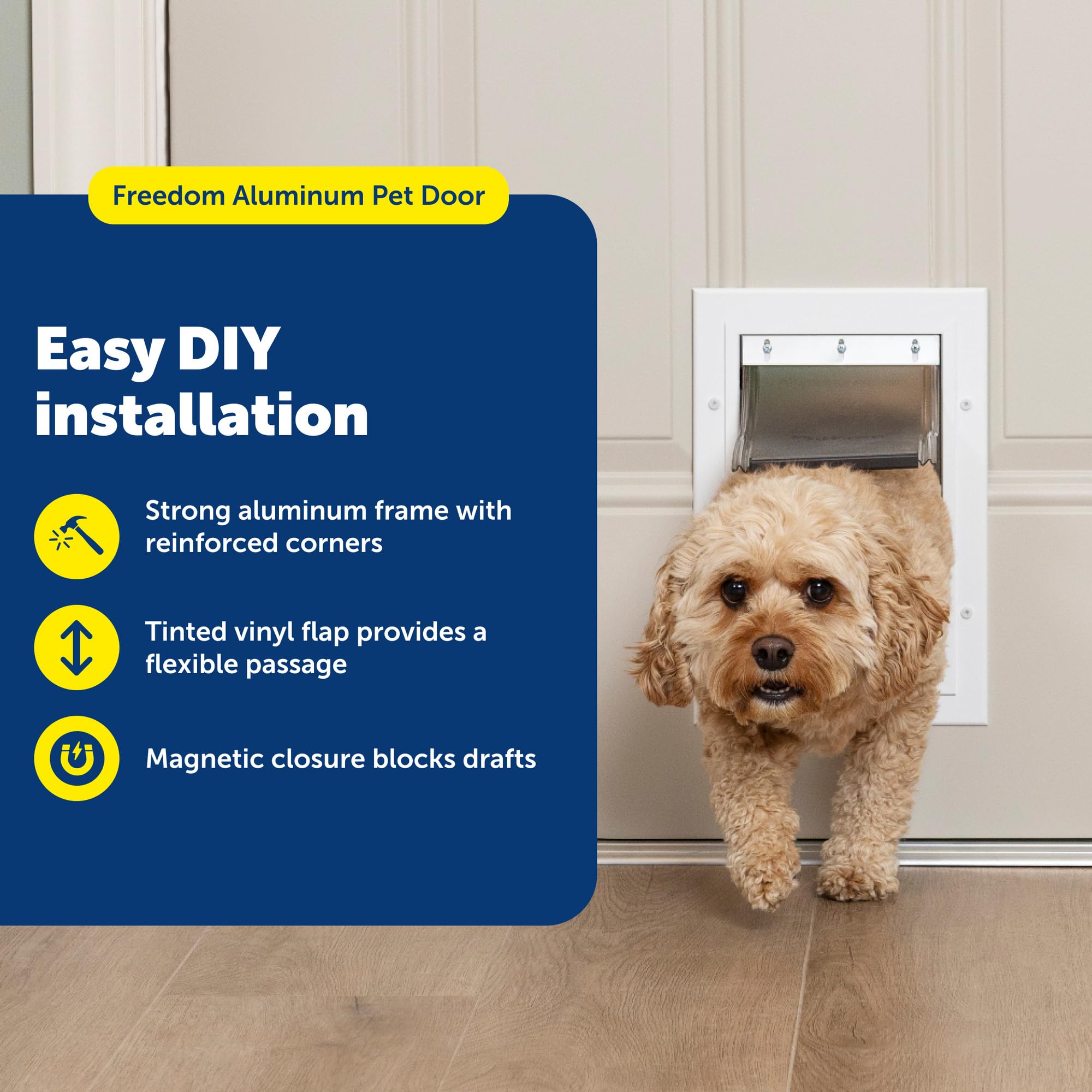 PetSafe Freedom Aluminum Pet Door for Dogs and Cats, White, Tinted Vinyl Flap, Small