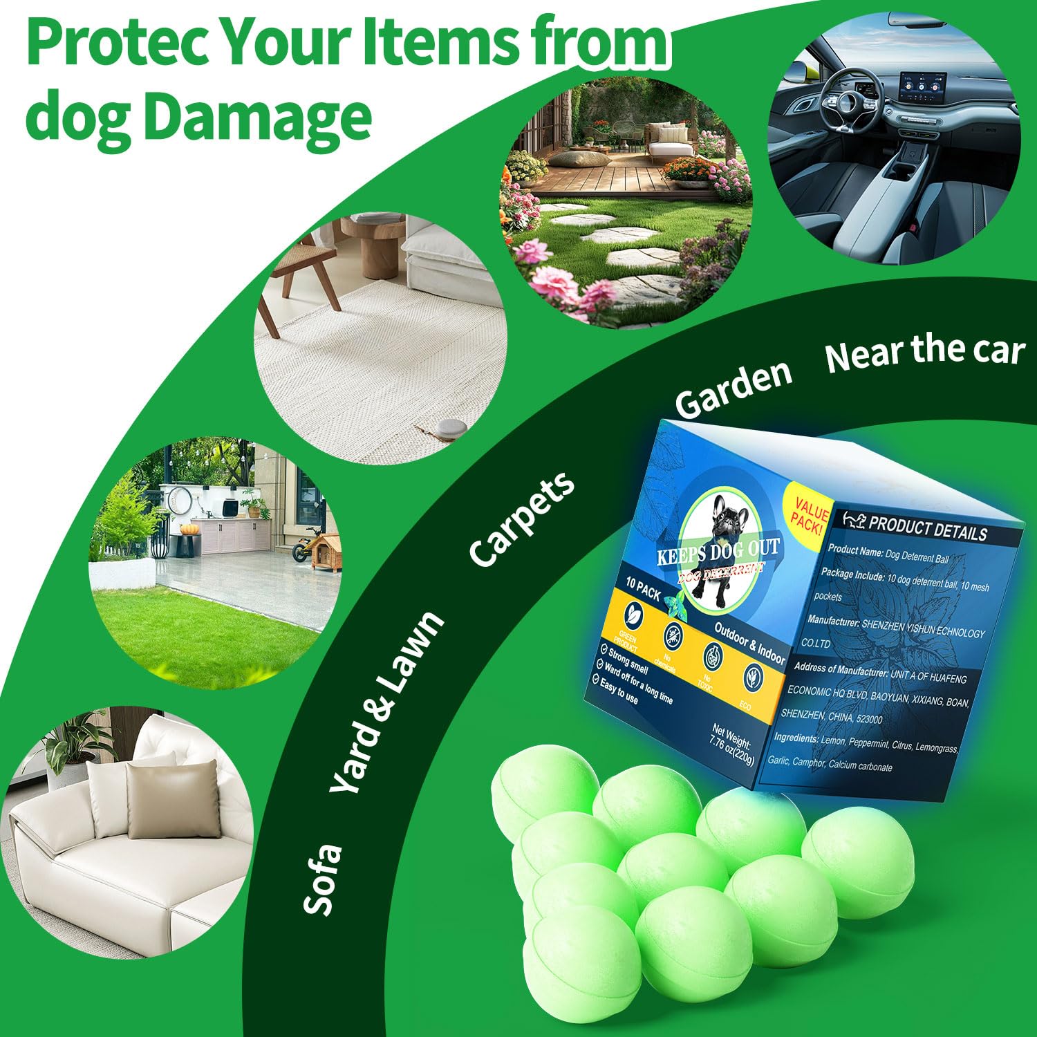 LAOFAN Dog Deterrent Outdoor, Dog Repellent for Yard, Preventing Dogs from Peeing Digging 10 Pack Natural Peppermint Oil Dog Cat Deterrent Ball Keep Out of Lawn Garden Prevent Scratch and Chew（Blue）