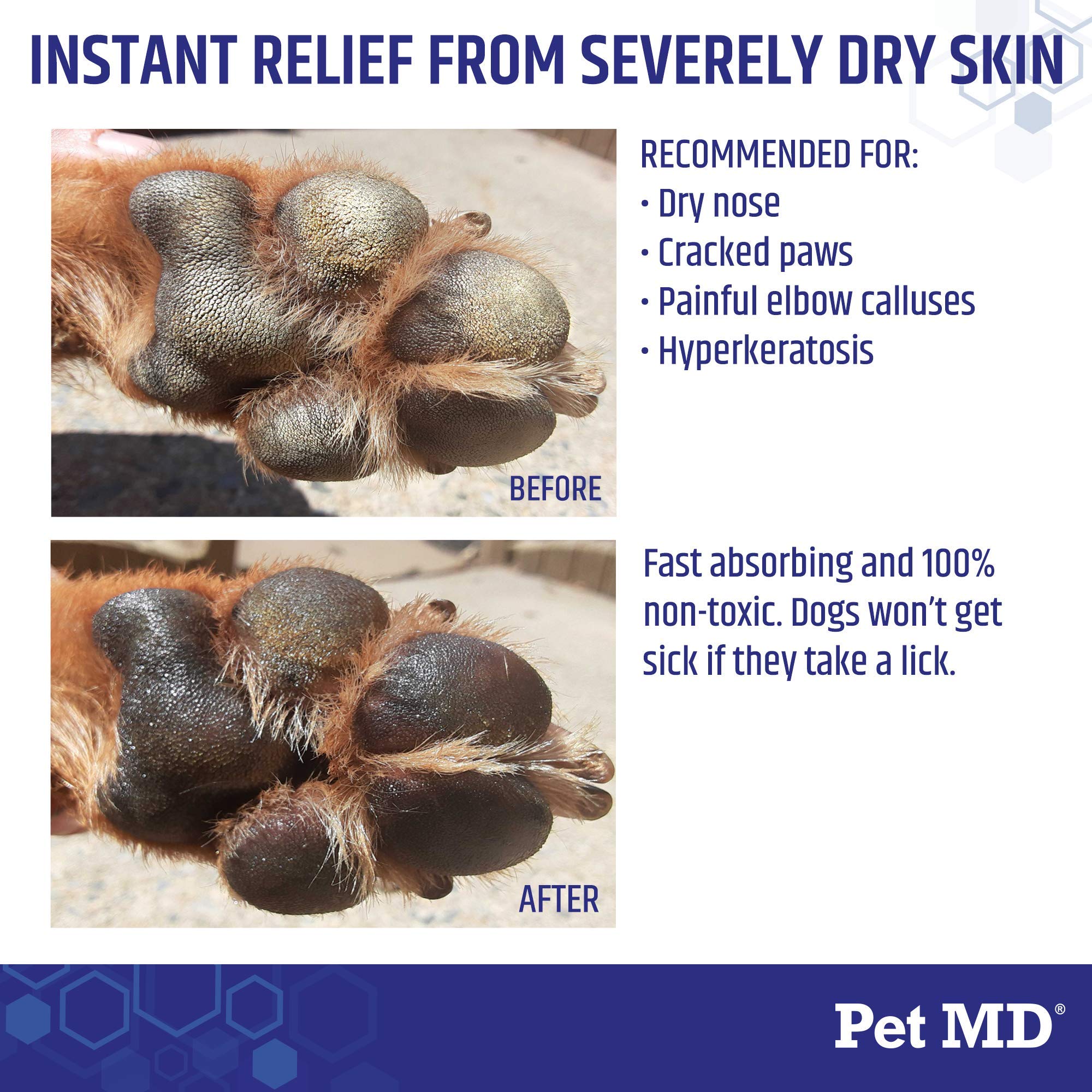 Pet MD Dog Paw Balm - 3-in-1 Paw, Nose/Snout, & Elbow Moisturizer & Paw Protectors for Dogs - 2 oz Paw Wax with Shea Butter, Coconut Oil, & Beeswax
