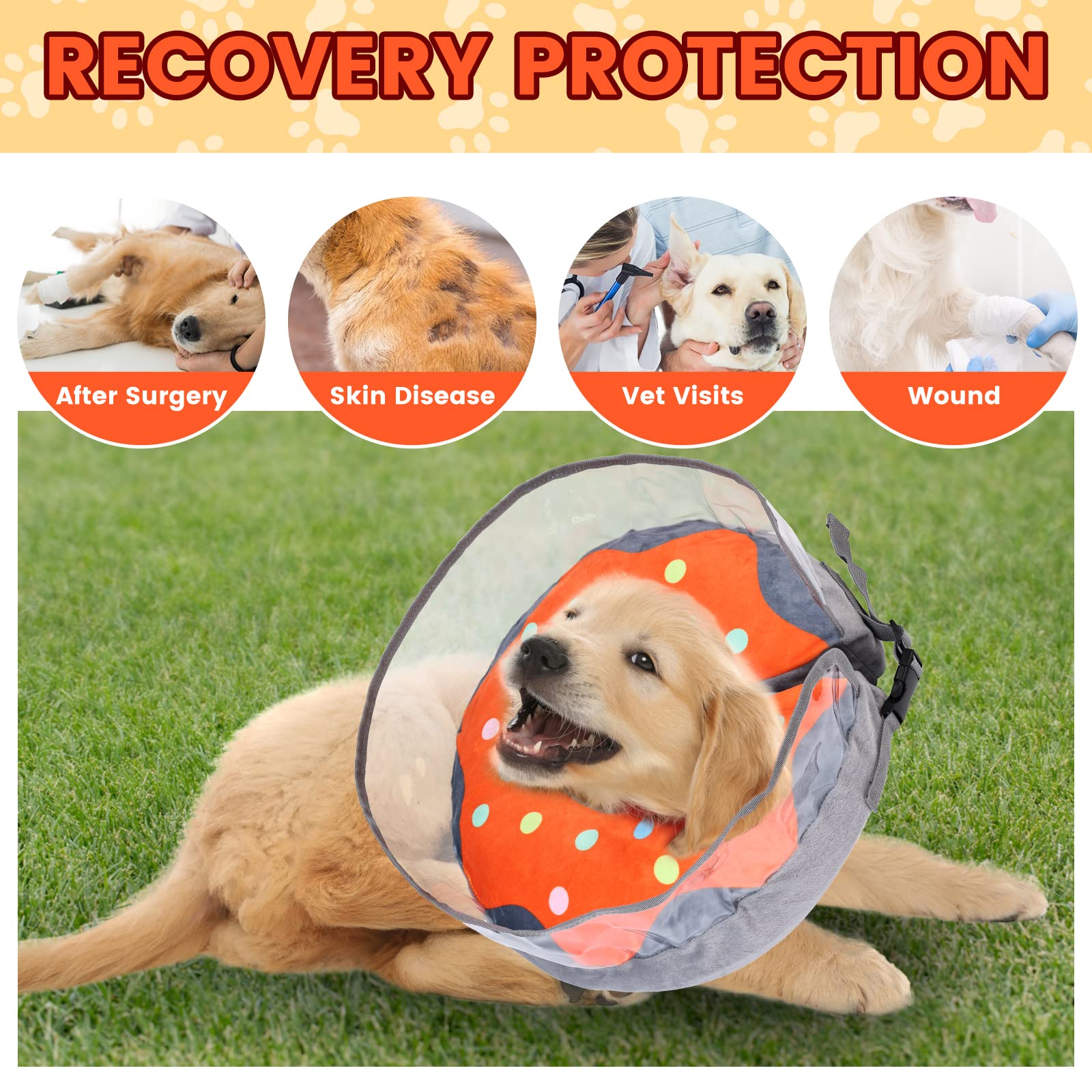 Crazy Felix Inflatable Donut Cone for Dogs - Soft Recovery Collar with Anti-Licking Baffle (Grey, XL)