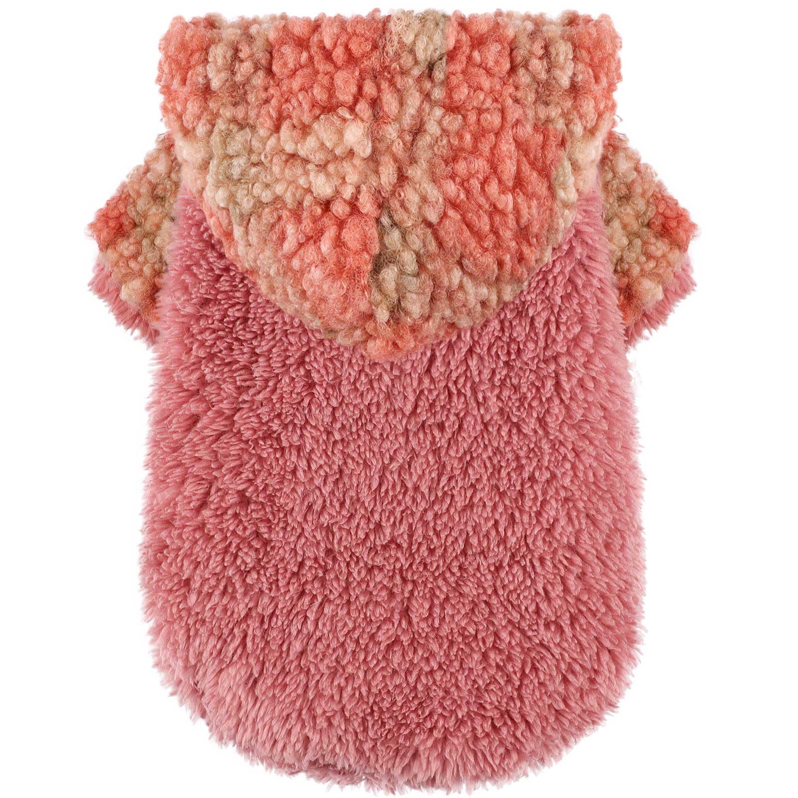 Fleece Dog Sweater Hoodie Warm Fuzzy Velvet Sweaters Winter Clothes for Small Dogs Girl Boy (Orange Plaid, Small)