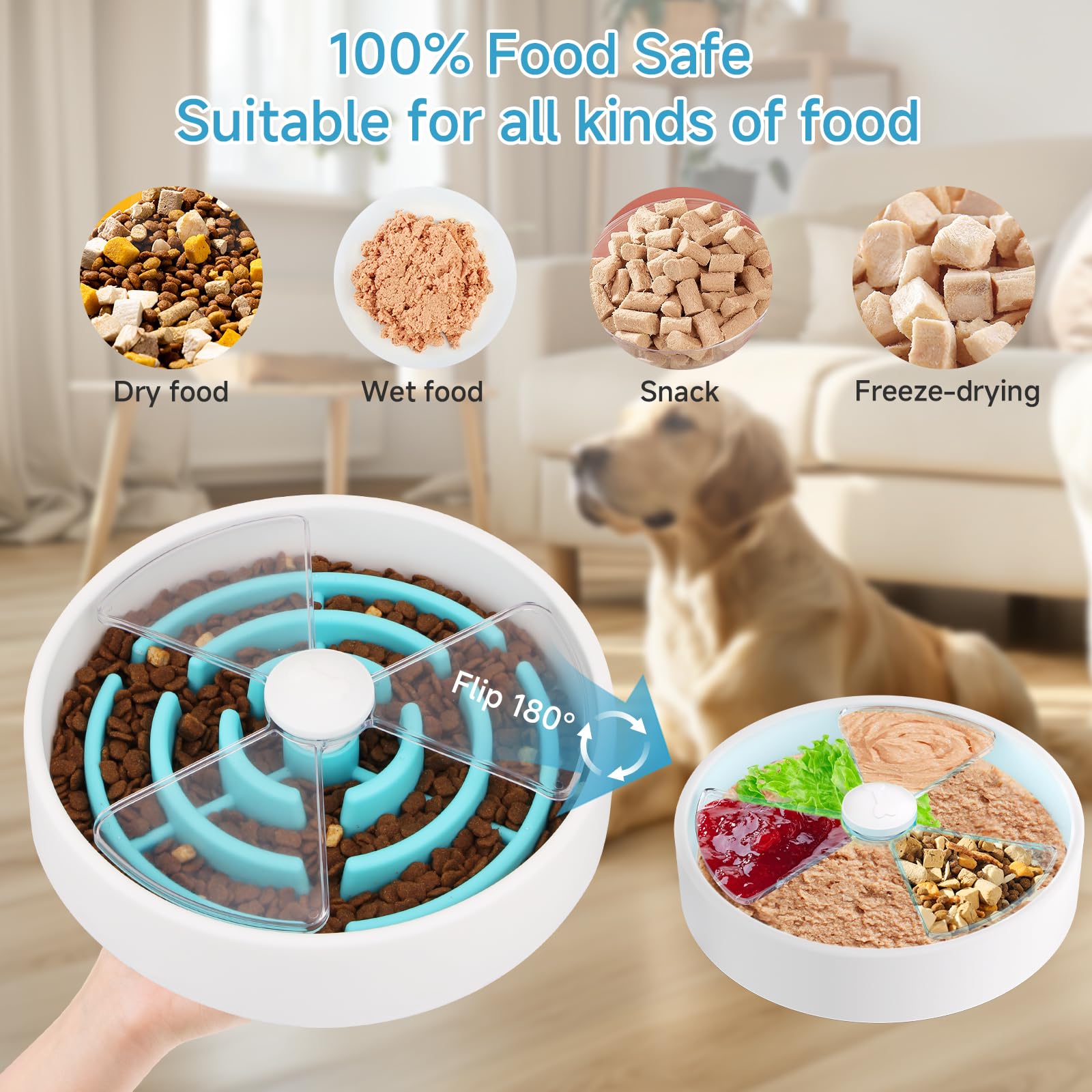 Slow Feeder Dog Bowls, Maze Dog Food Puzzle Feeders for Dry, Wet, Raw Food, Non-Slip Interactive Dogs Feeder for Large, Medium Pet