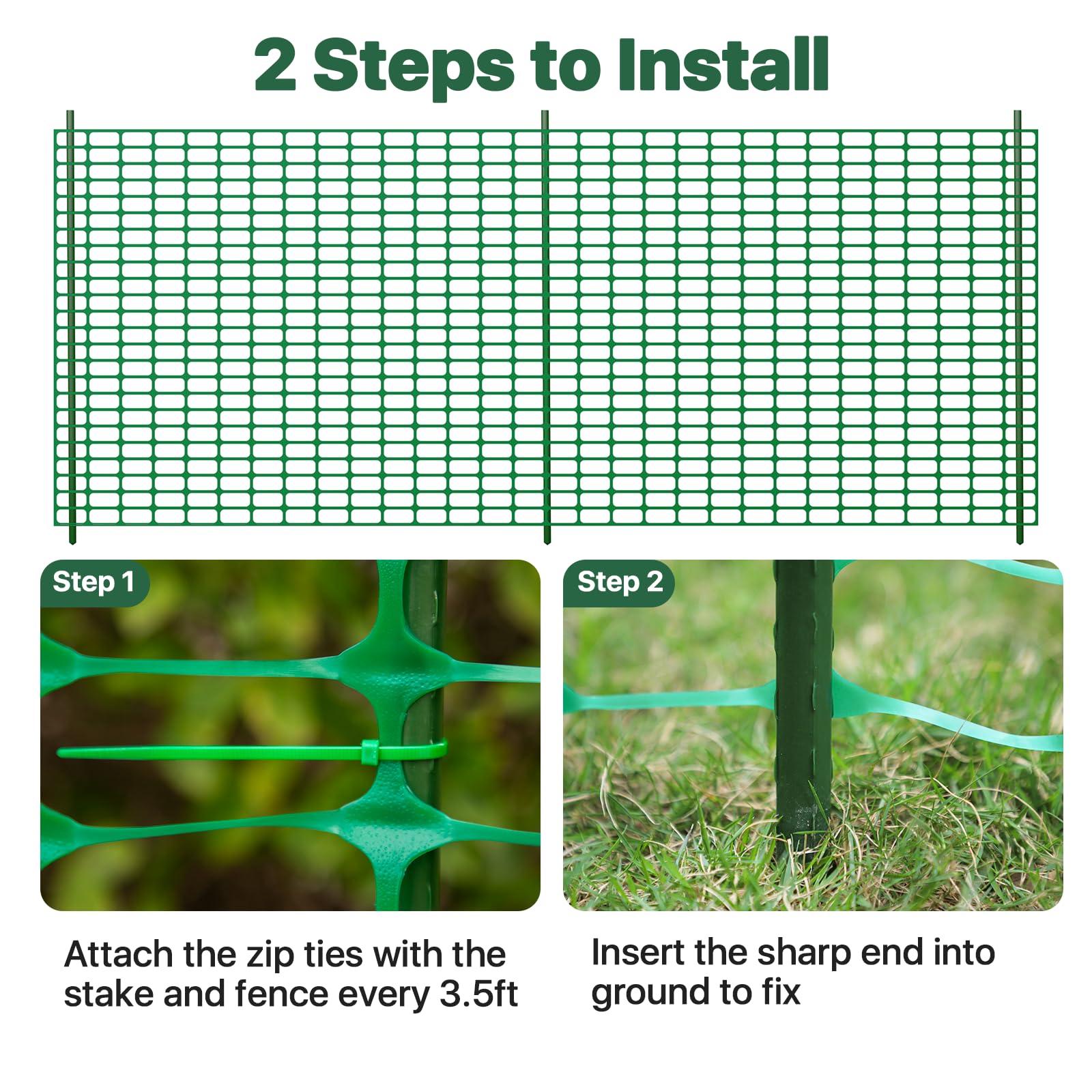 Temporary Fence Plastic Fence with Posts, Safety Barrier for Dogs Snow Mesh Fencing with Steel Stake Movable Portable Fencing Fence Roll 40In High 100Ft Long for Garden Backyard Outdoor