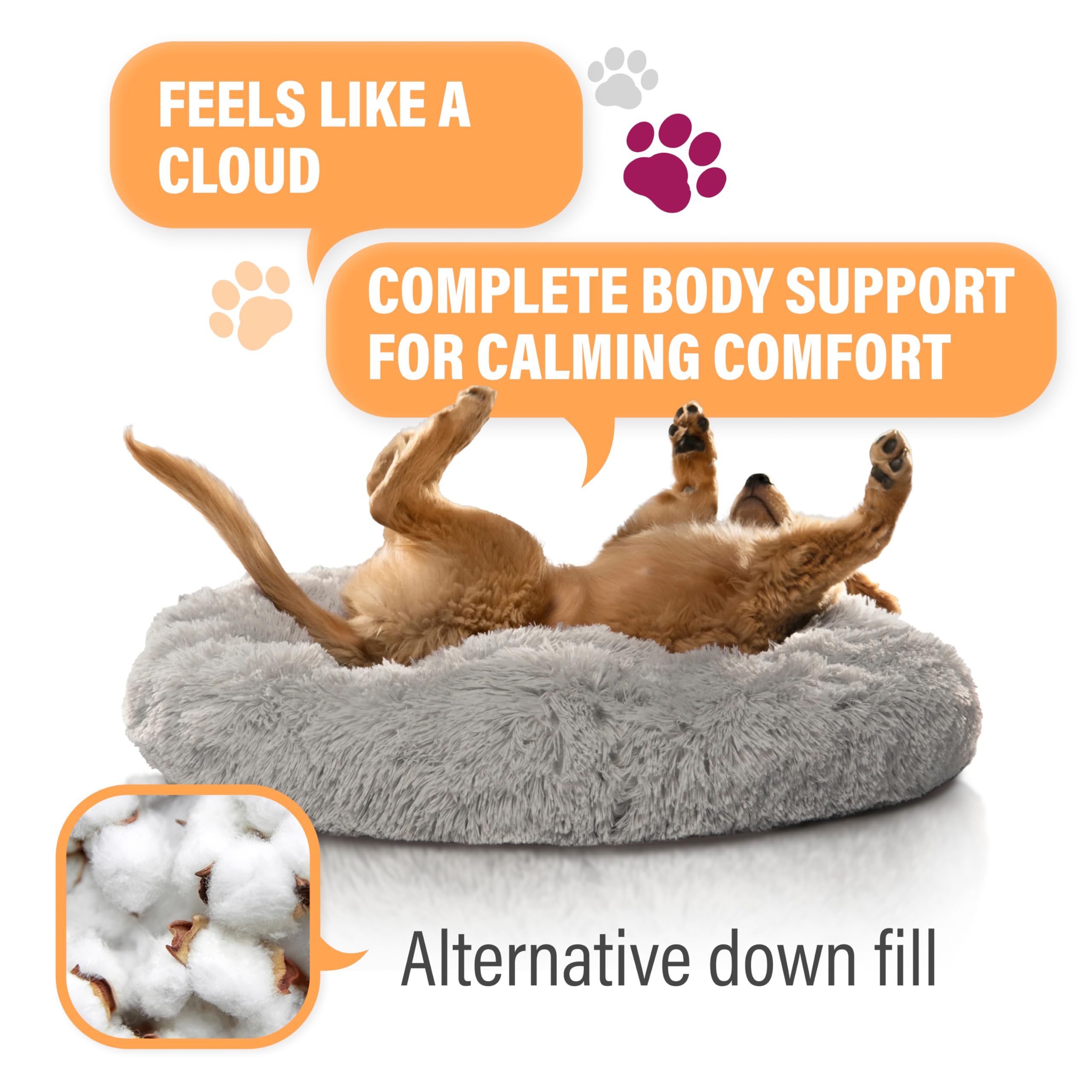 Active Pets Large Dog Bed, Calming Orthopedic Pet Bedding for Anxiety Relief, Joint Support & Comfort, Washable Dog Furniture, M 45lbs, Light Grey
