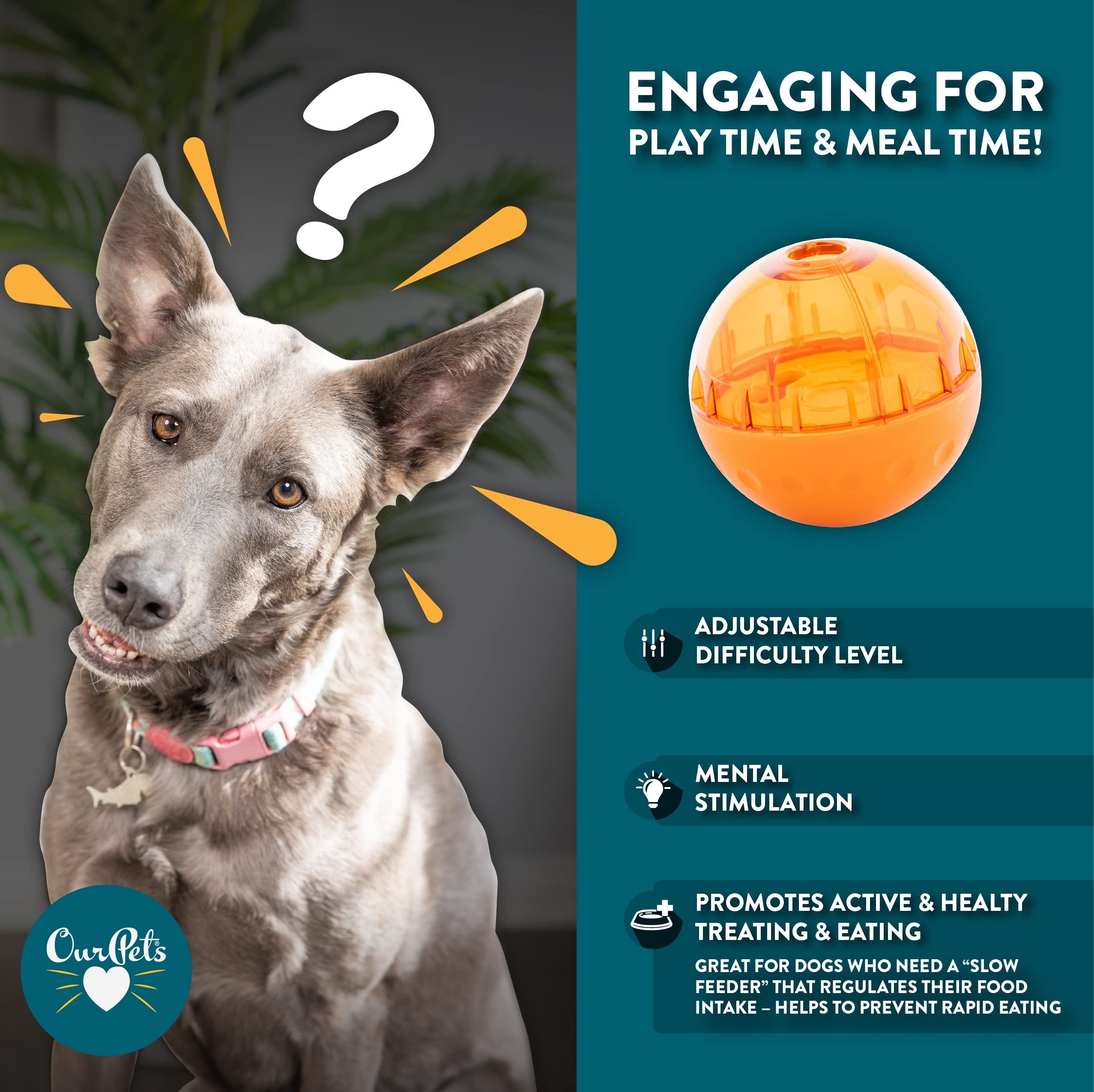 OurPet's IQ Treat Ball Interactive Food Dispensing Dog Toy , Assorted Colors