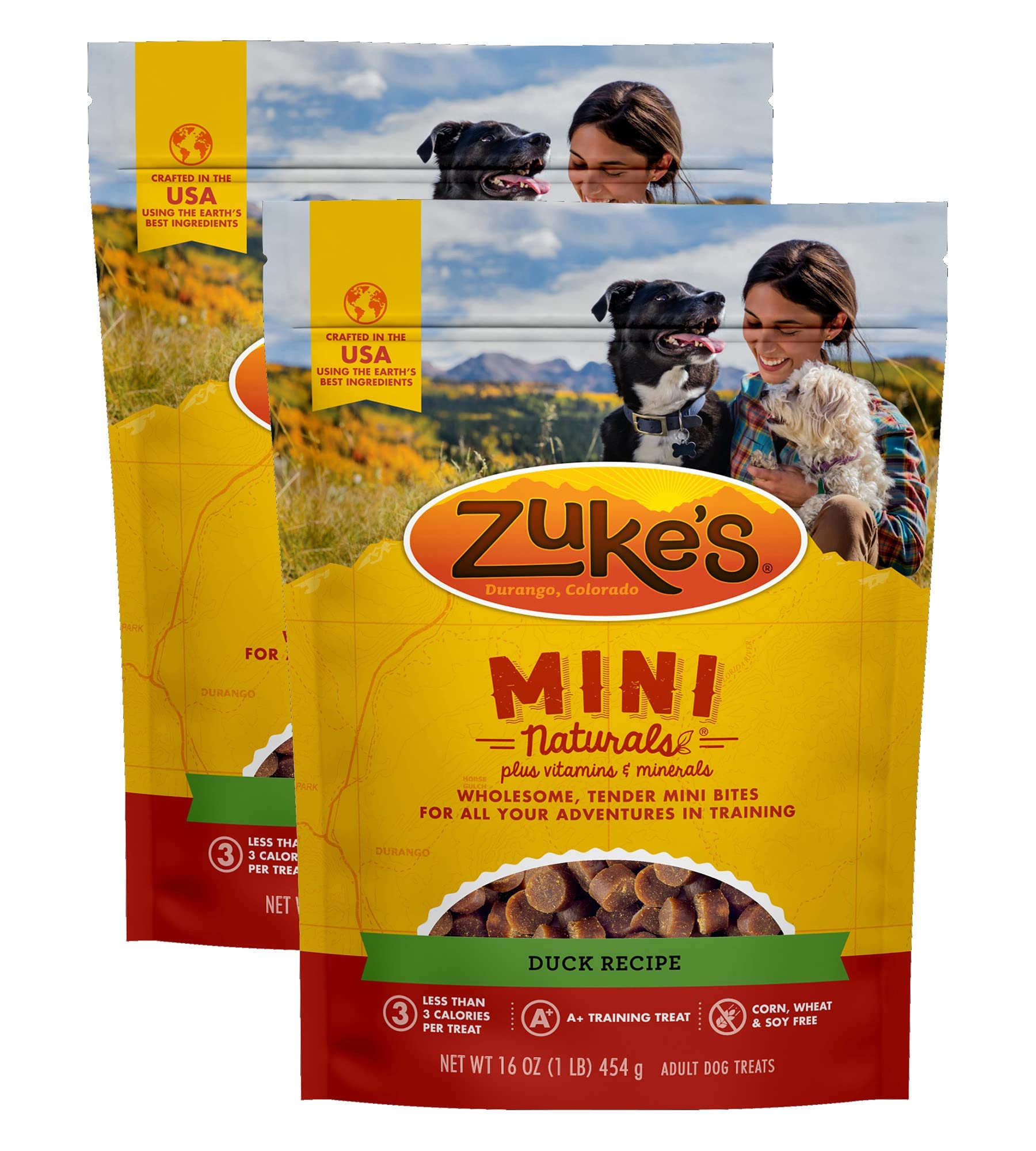 Zuke's Mini Naturals Training Dog Treats Duck Recipe, 16 OZ Bag (Pack of 2)