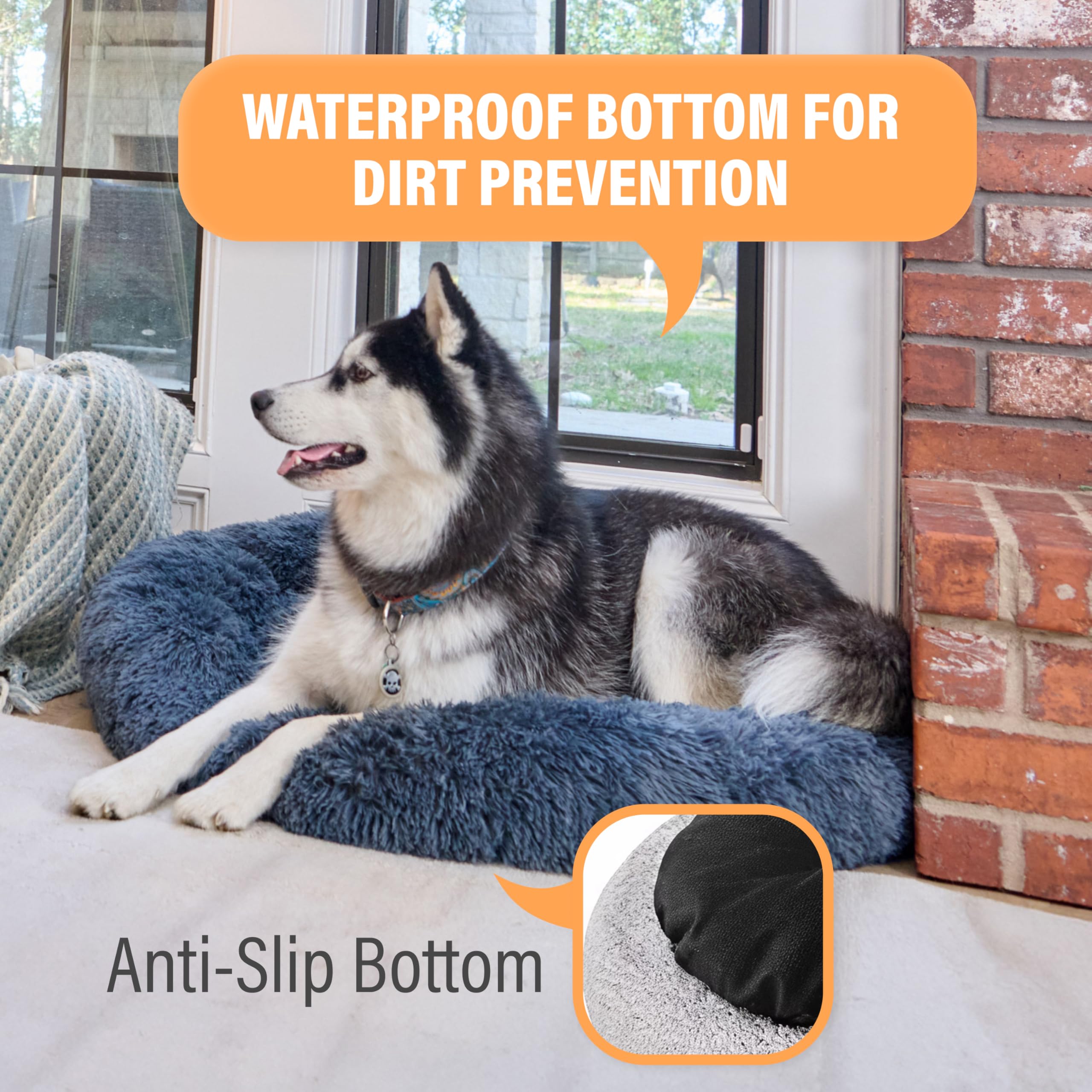 Active Pets Large Dog Bed, Calming Orthopedic Pet Bedding for Anxiety Relief, Joint Support & Comfort, Washable Dog Furniture, M 45lbs, Light Grey