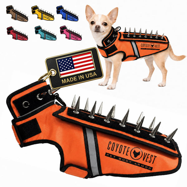 CoyoteVest HawkVest Dog Harness Bundle | Includes SpikeVest & HawkShield Release Pad | Stab-Resistant Protection from Coyotes, Aggressive Dogs & Birds of Prey | Made in USA