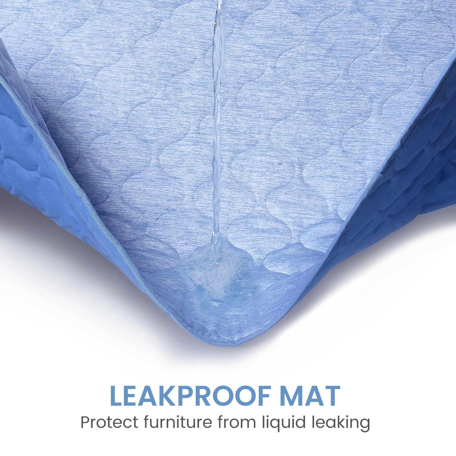 Cozy Bliss Deluxe Leakproof Cooling Blanket for Medium Dogs Q-Max 0.46, Soft & Durable Washable Pet Cooling Mat for Hot Weather, Livingroom, Pet Throw & Couch Protector for Cats, Haze Blue, 30"x40"