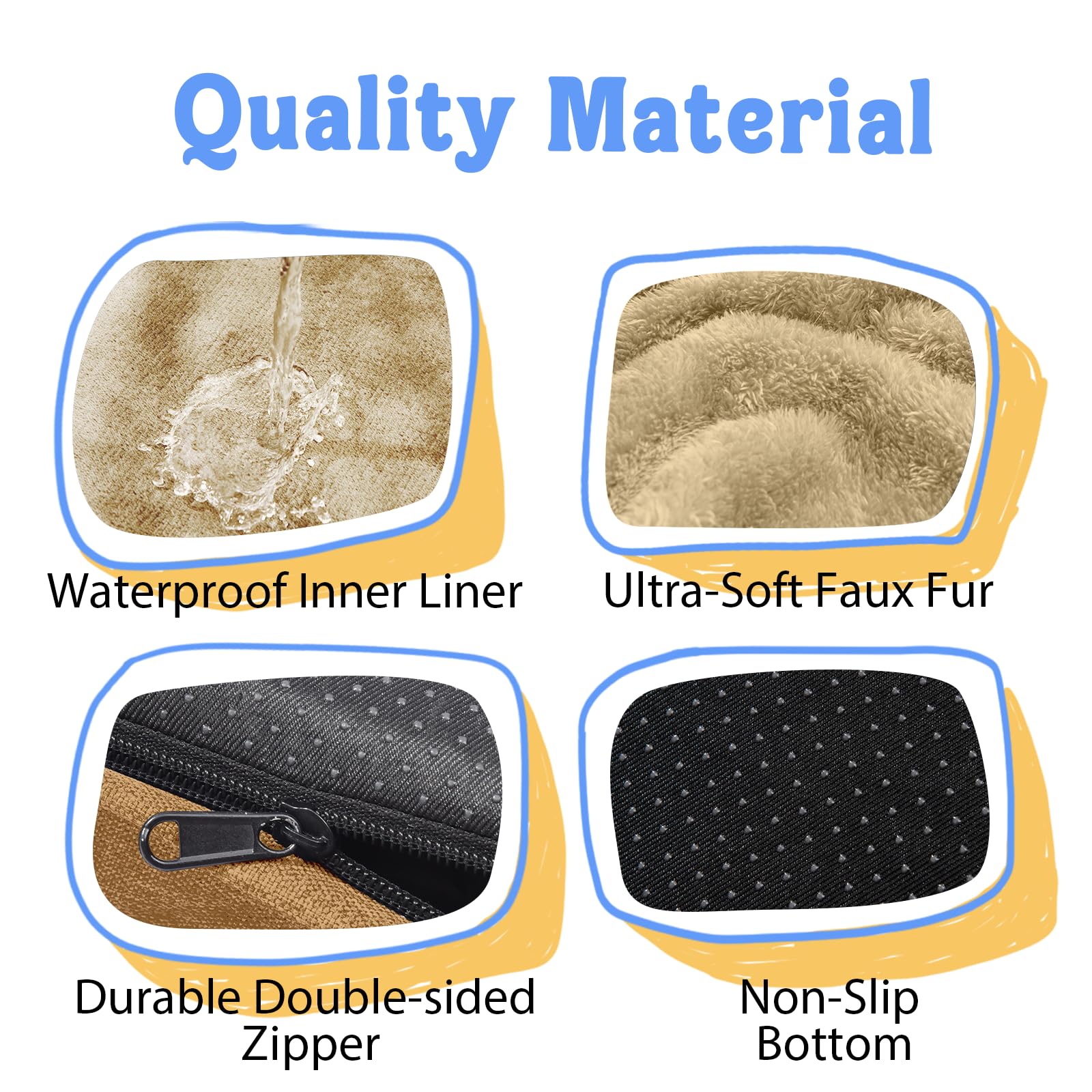 Orthopedic XL Large Dog Bed - Removable Bolster & Waterproof Washable Cover for Pet Extra Large Bed with Foam Support Non-Slip Bottom Dog Beds