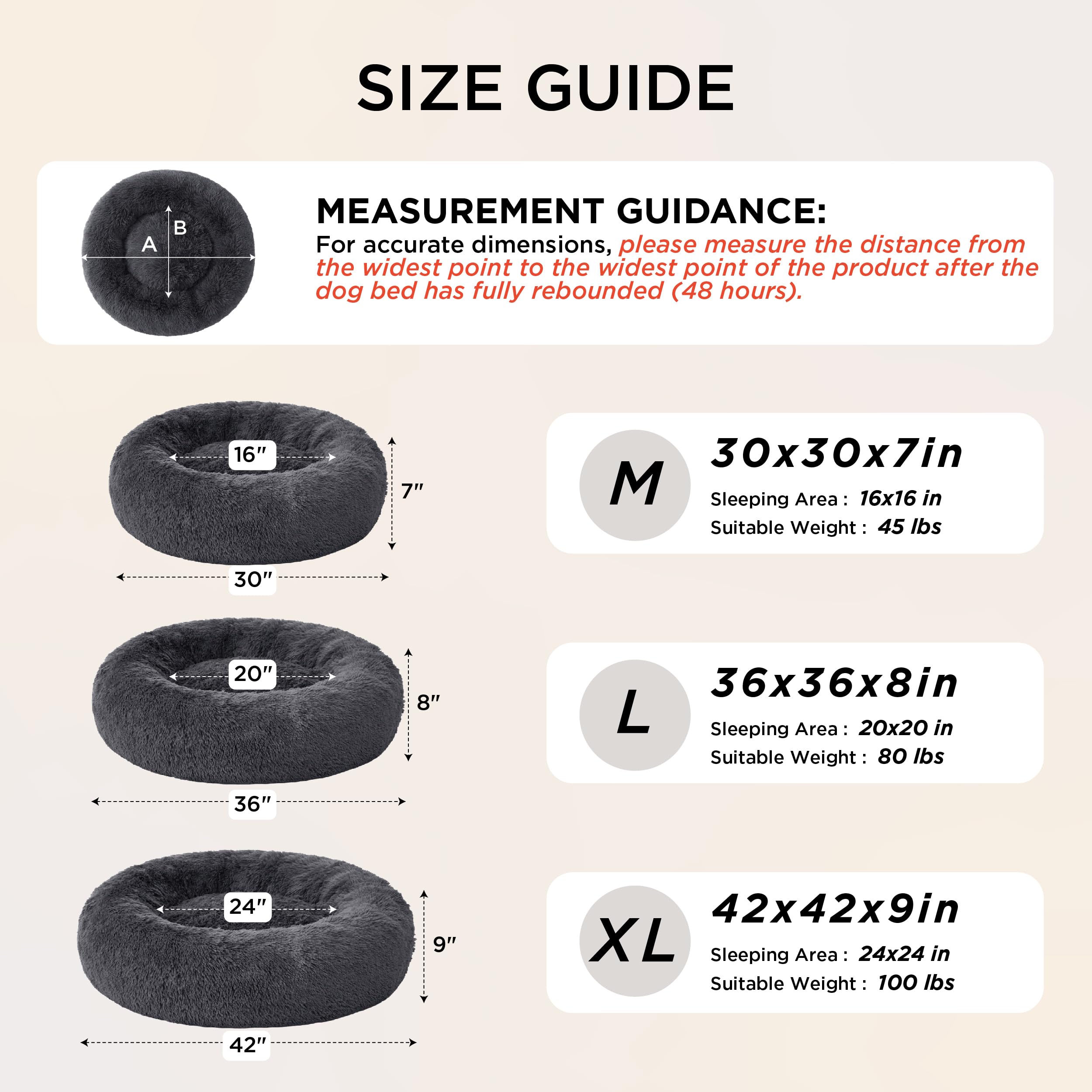 Bedsure SupportMax™ Calming Dog Beds Large Sized Dog - 36in Donut Washable Large Pet Bed,Anti-Slip ＆Removable Cover,420GSM Round Anti-Anxiety Fluffy Plush Faux Fur Bed, Fits up to 80 lbs Pets