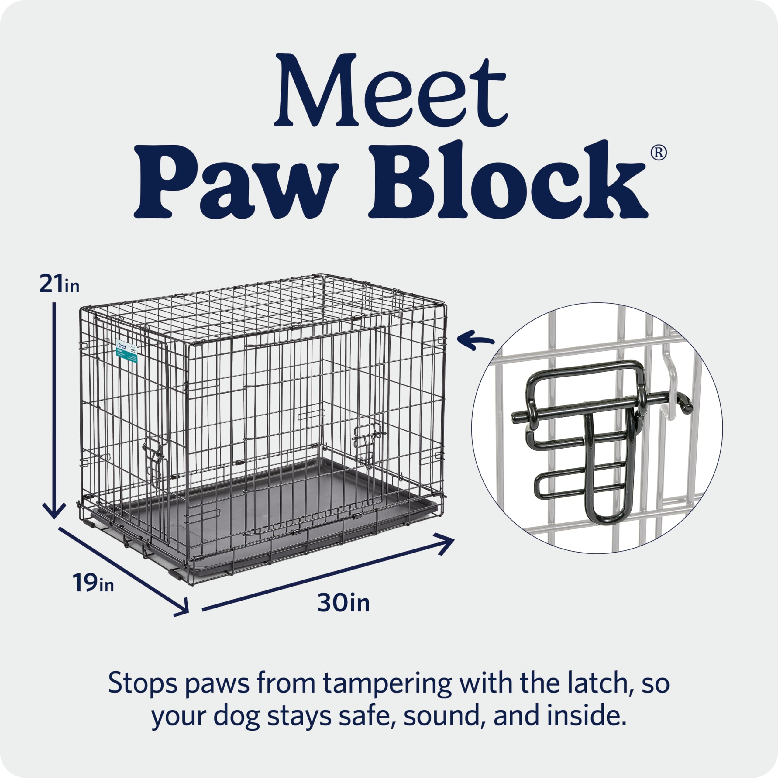 MidWest Homes for Pets 30-Inch iCrate for Medium Breeds, 21-40 lbs, Single Door Folding Dog Crate with Divider Panel, Leak-Proof Tray & Secure Latch, Portable, Durable & Easy to Assemble