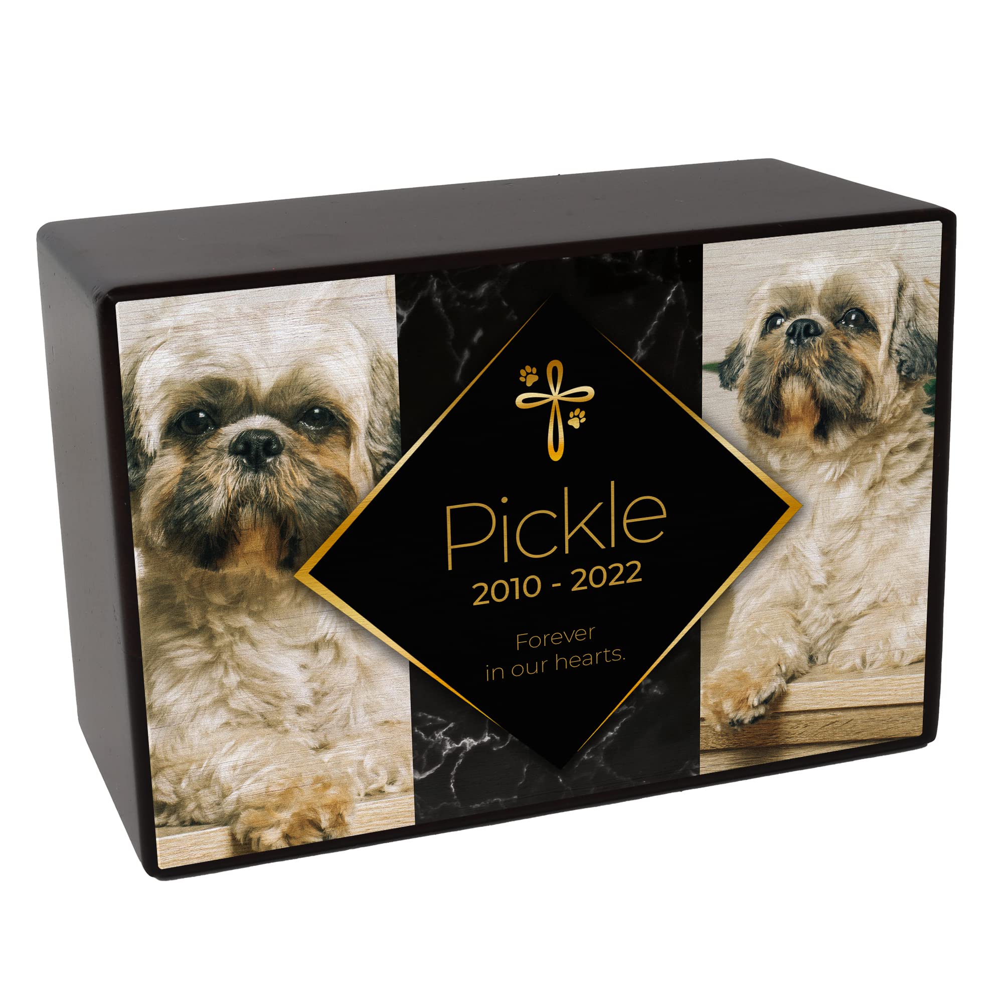 Royal Matter Custom Pet Keepsake Urns for Dogs, Wooden Box for Pet Ashes with Photo for Your Beloved Pets, Pet Cremation Urns as Sympathy Gifts for Pet Lovers - Small, 6" x 4" x 2.75" (Pickle)