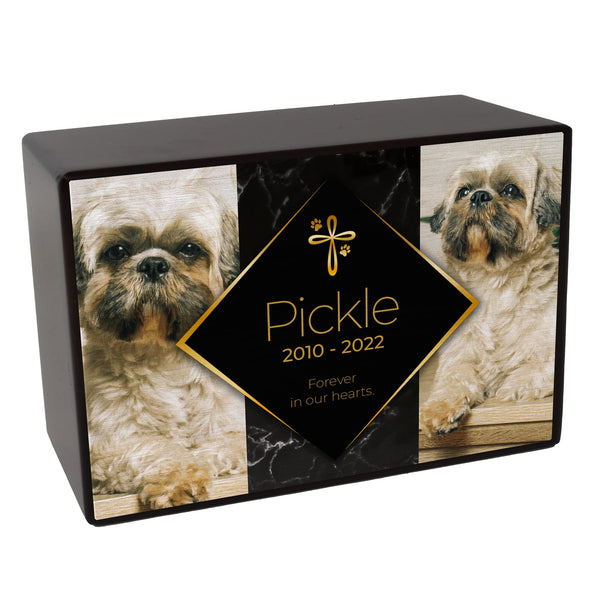 Royal Matter Custom Pet Keepsake Urns for Dogs, Wooden Box for Pet Ashes with Photo for Your Beloved Pets, Pet Cremation Urns as Sympathy Gifts for Pet Lovers - Small, 6" x 4" x 2.75" (Pickle)