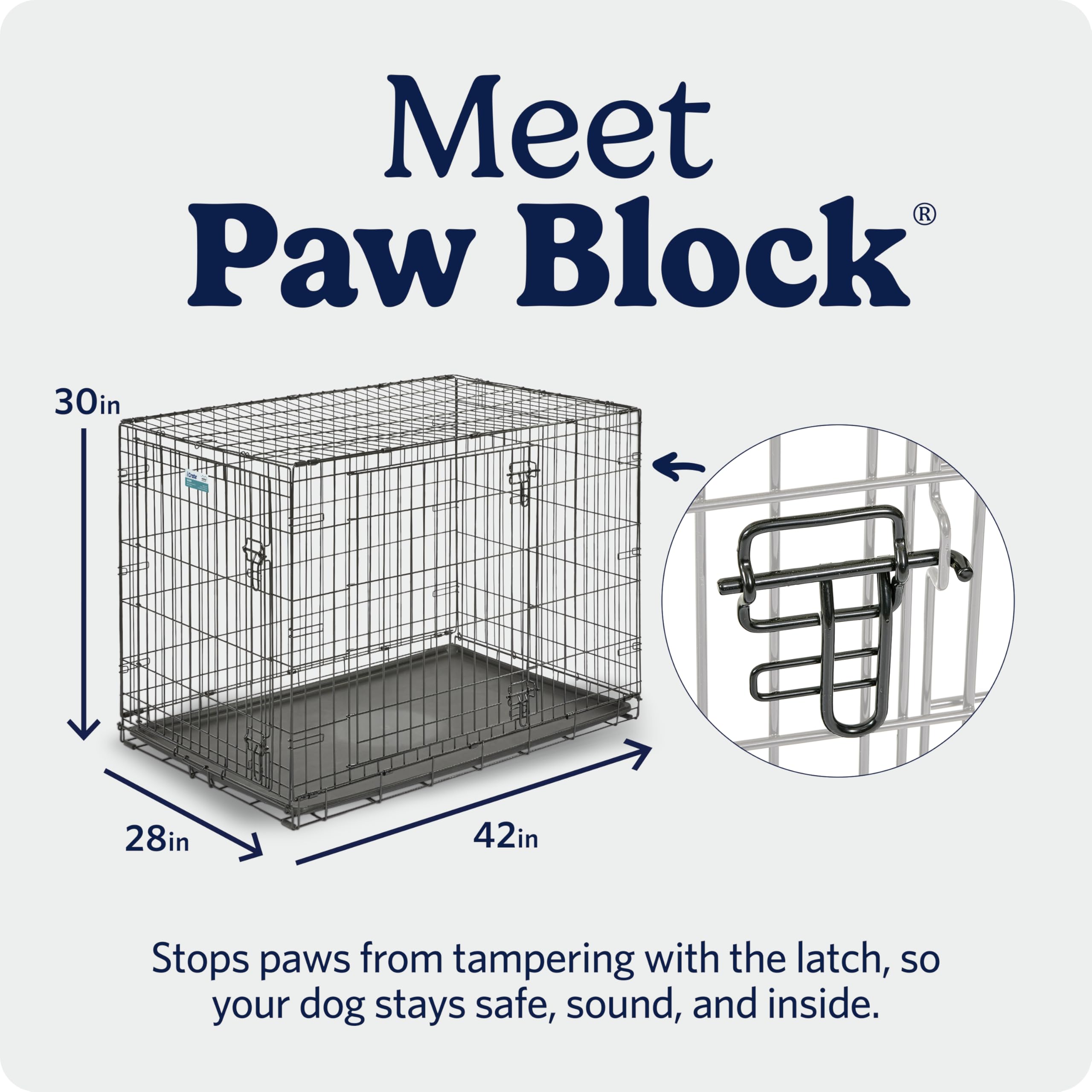 MidWest Homes for Pets 42-Inch iCrate for Large Breeds, 71-90 lbs, Single Door Folding Dog Crate with Divider Panel, Leak-Proof Tray & Secure Latch, Portable, Durable & Easy to Assemble