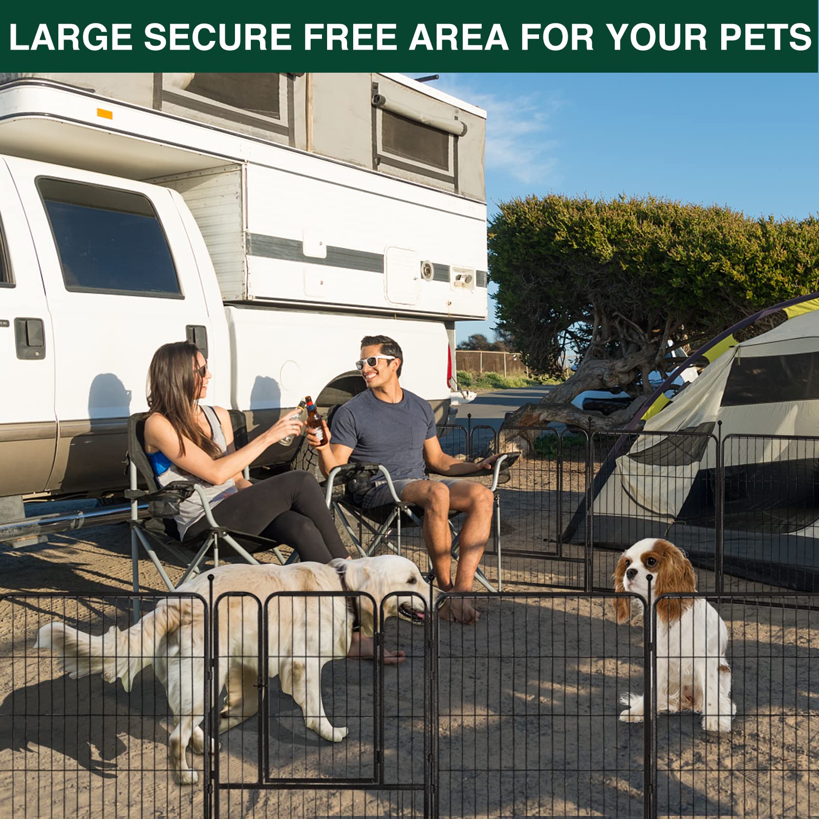 VISCOO Dog Playpen Outdoor, 16 Panels 32" H Dog Pen Indoor, Metal Dog Fence Outdoor, Pet Fence for Large/Medium/Small Dogs, Indoor Puppy PlayPen, Dog Fence Exercise Pen for RV,Camping,Yard