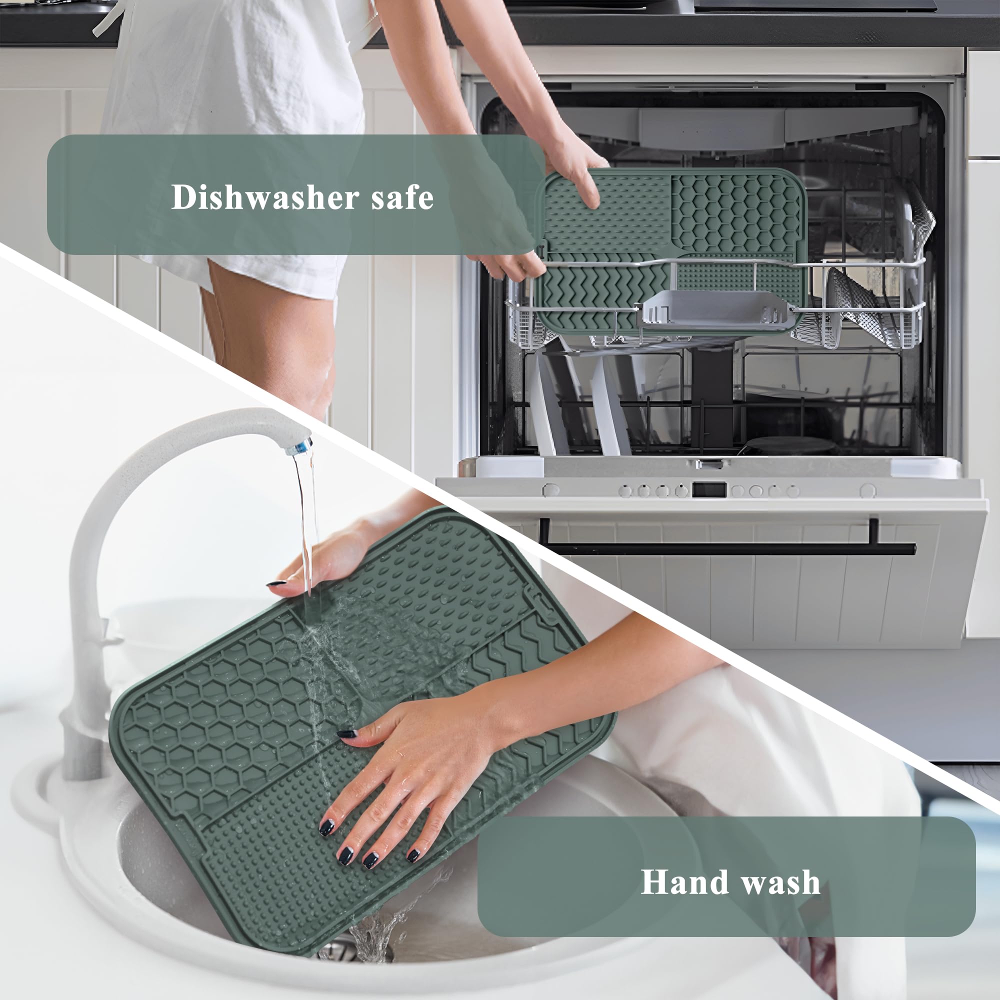 Coomazy Larger Lick Mat for Dogs, Lick Mat Designed for Large Breed Dogs, Slow Feeder & Non-Slip Design, Boredom and Anxiety Reducer, Suitable for All Wet Food, Non-Toxic, Green