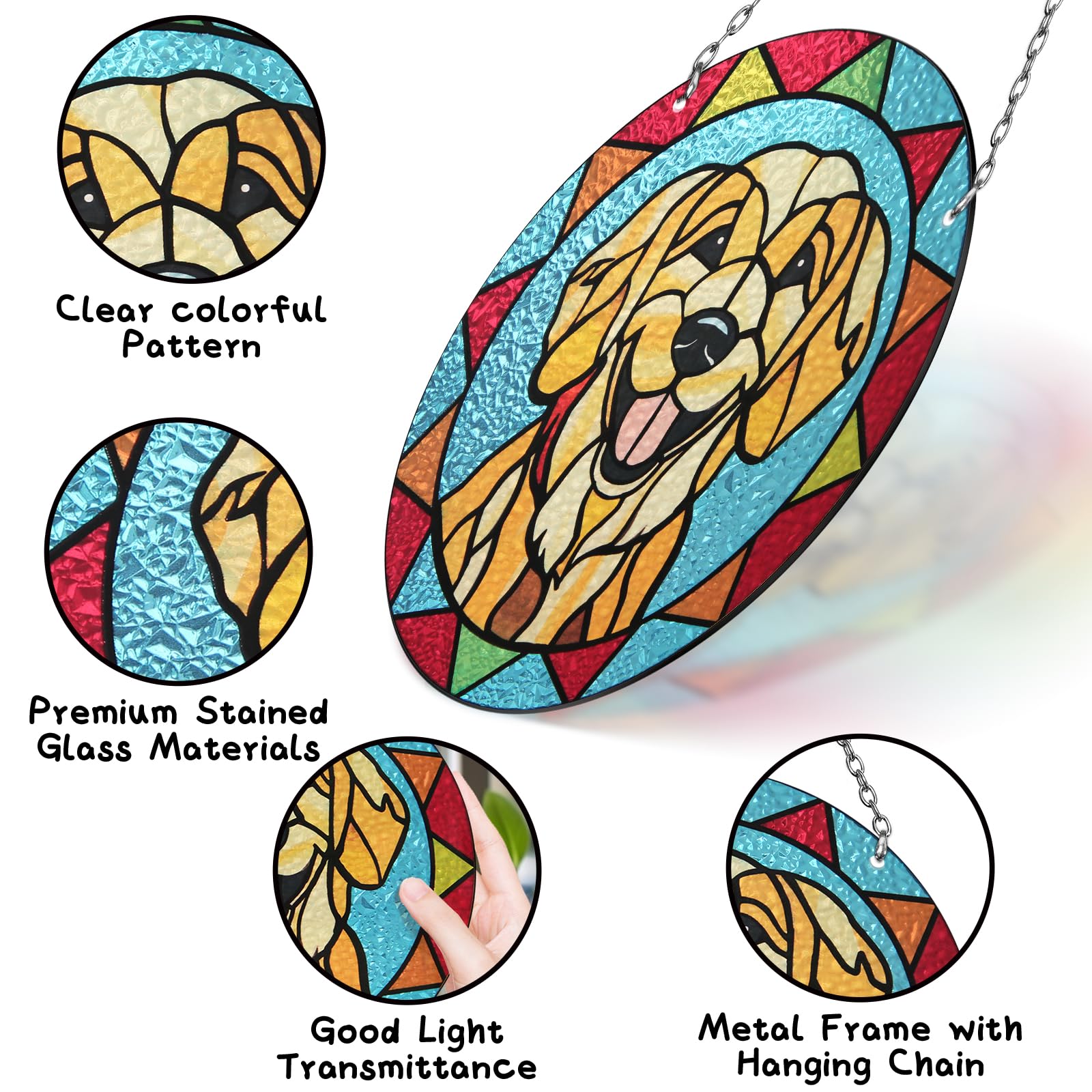 Marwey Dog Memorial Suncatcher - Stained Glass Golden Retriever Gifts Pet Memorial Gifts - Loss of Dog Sympathy Gift - Christmas Ornament for Women Men