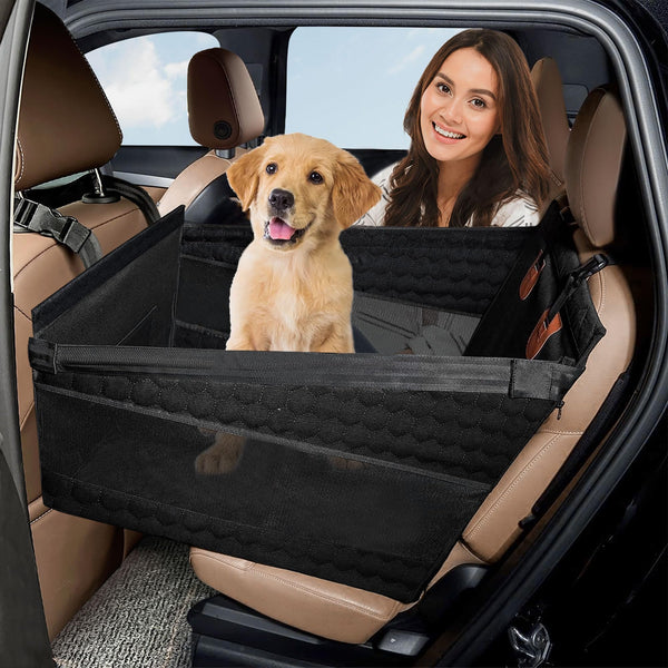 Lingusta Dog Car Seat for Medium Dogs,Back Seat Extender for Dogs,Large & Small Dog Car Seat Cover for Back Seat,Dog Car Bed Mattress,Pet Car Seat for Car SUV Truck (Black)