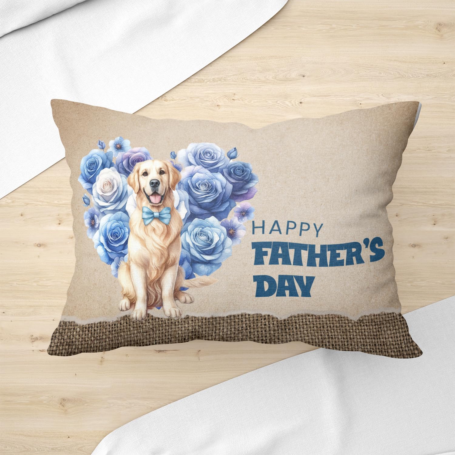 Ninety3POD Golden Retriever Proud Dad Happy Father's Day Pillow Cushion Double Sided Goldens Dog Lover Gifts Idea Throw Pillow - 02008