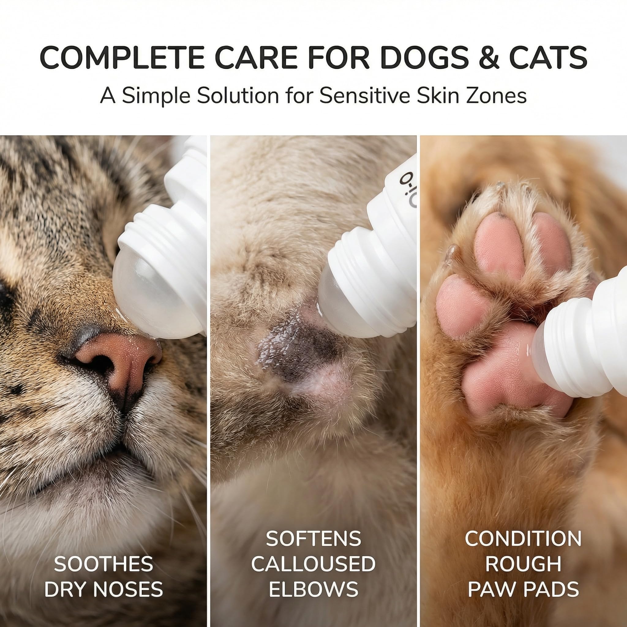 2.0 Paw Balm for Dogs & Cats - Natural Shea Butter Moisturizer Heals Dry Cracked Paws & Noses - Lick Safe & Non-Toxic - Large Roll-on Applicator - Plant-Based Avocado & Olive Oil Protection