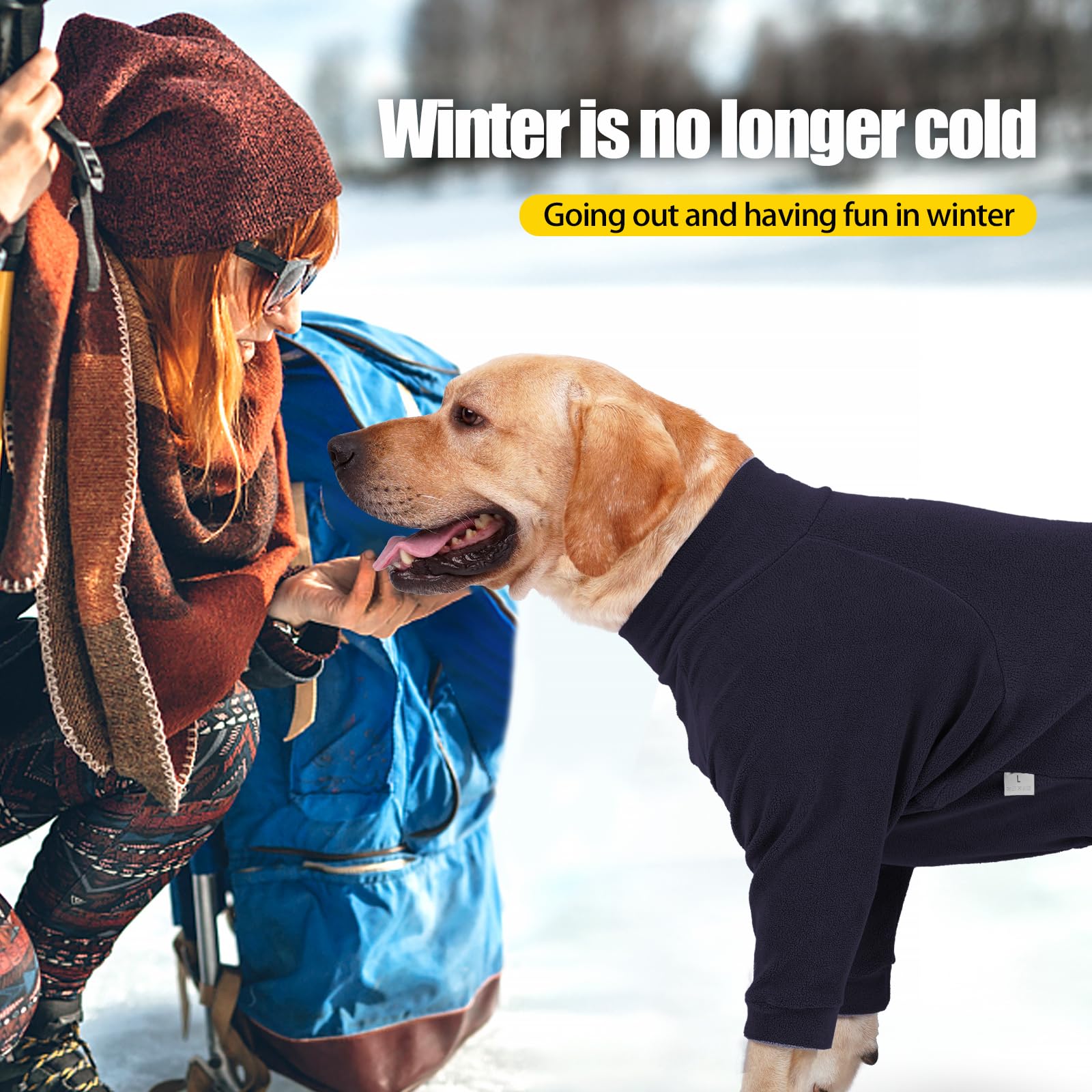 Fleece Dog Sweater for Small Medium Large Dog for Daily Run Walk Sleep Pet Winter Jacket & Windproof Clothes Coat XL Navy Blue