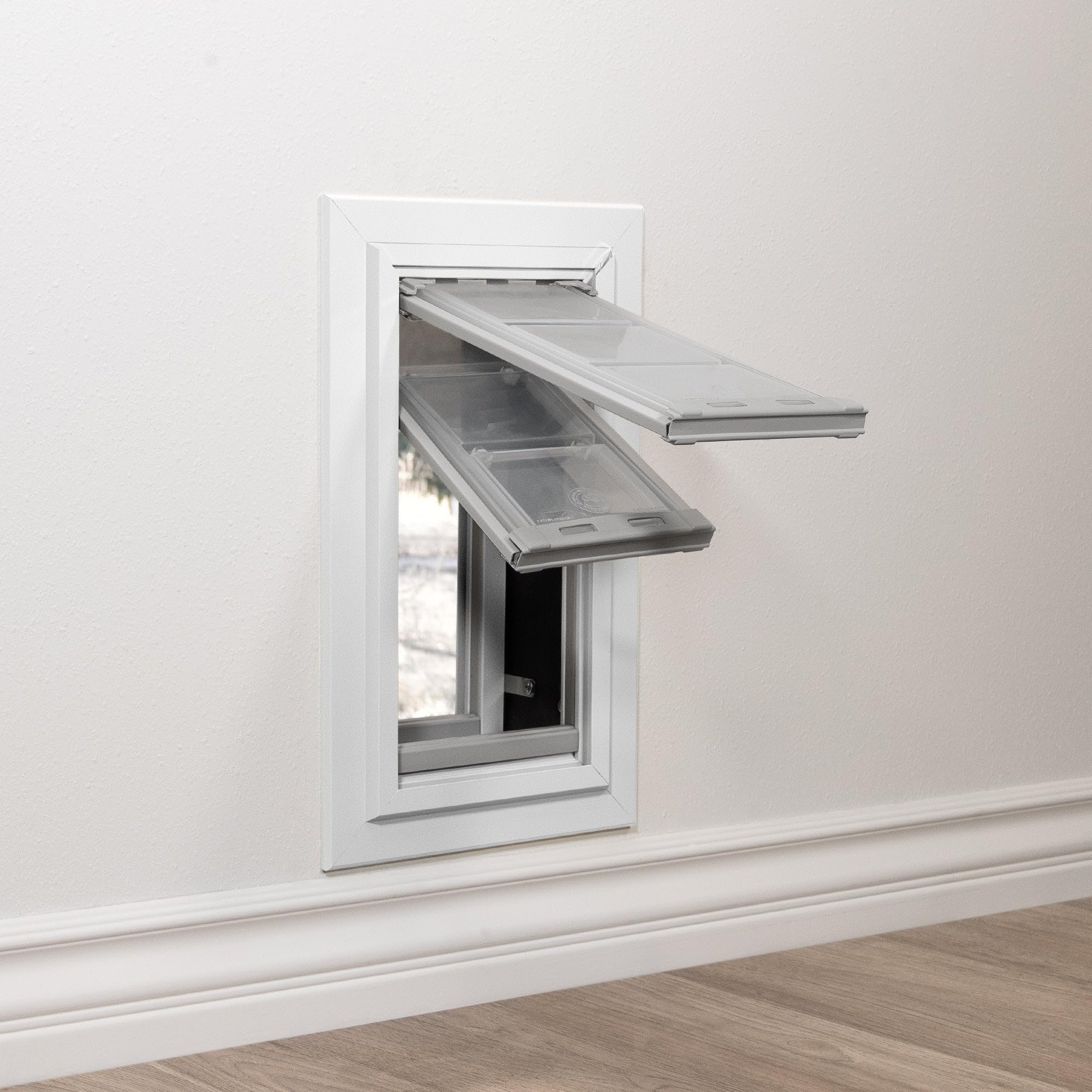 Endura Flap Pet Door for Walls in White | Energy-Efficient Double Flap Design for Wall Installations | All-Weather Protection with All-Metal Telescoping Tunnel | White, Small, Double Flap