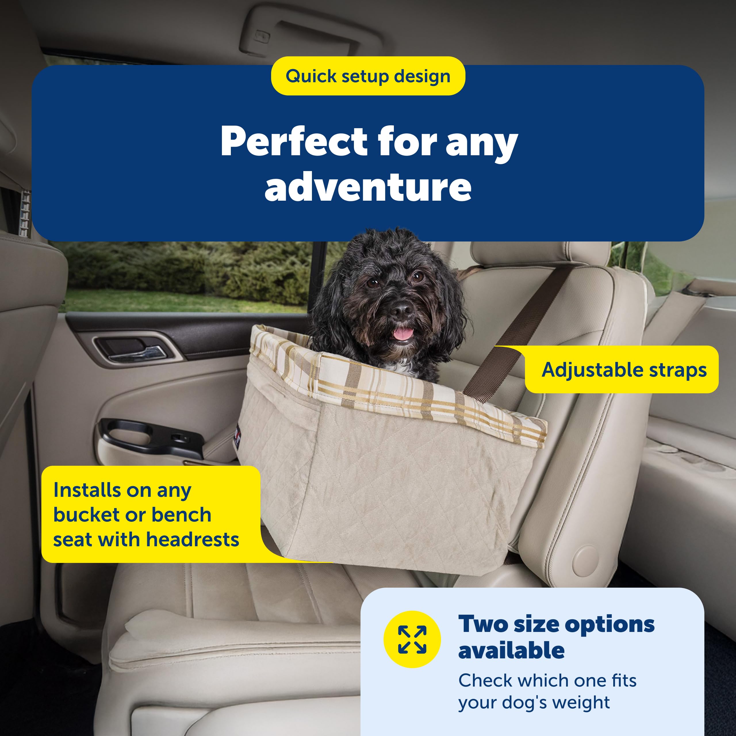PetSafe Happy Ride Deluxe Hammock Seat Cover Durable Machine Washable Fits Most Cars, Trucks and SUVs Backseat Protection for Pet Paws, Scratches and Dog Hair