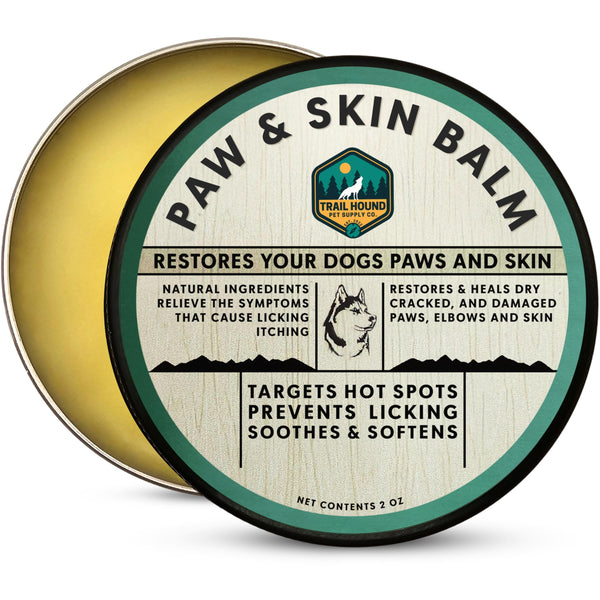 Trail Hound Dog Paw Balm – Natural Dog Paw Protector for Dry, Cracked Heels – Soothes Itchy Skin, Lick-Safe Paw Soother for Dogs – Nose Balm for Dry Snout & Paws, Softens & Repairs – 2oz
