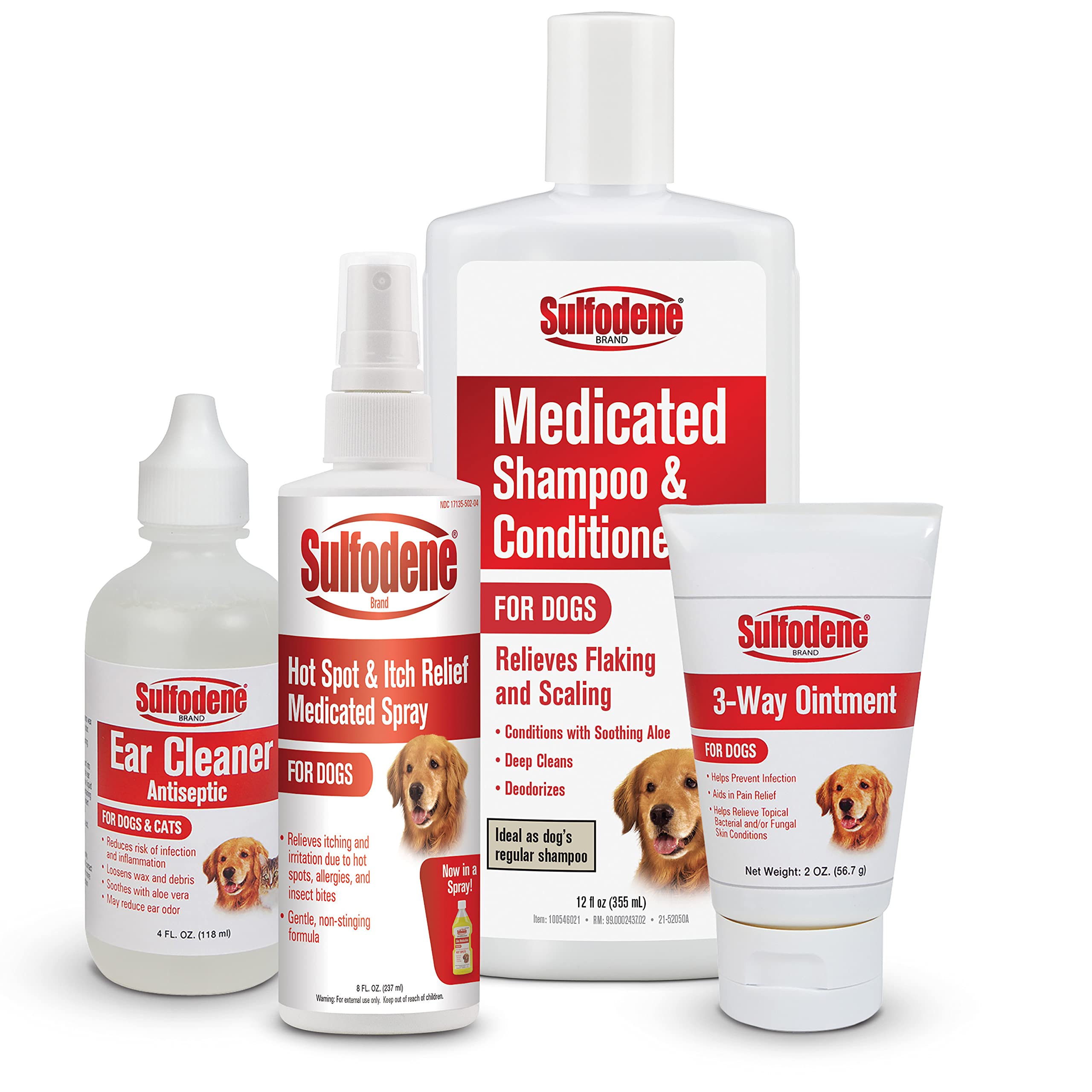 Sulfodene Dog Wound Care 3-Way Ointment, Relieves Pain & Prevents Infection For Dog Cuts, Scrapes, Bites and Injuries, 2 Ounce