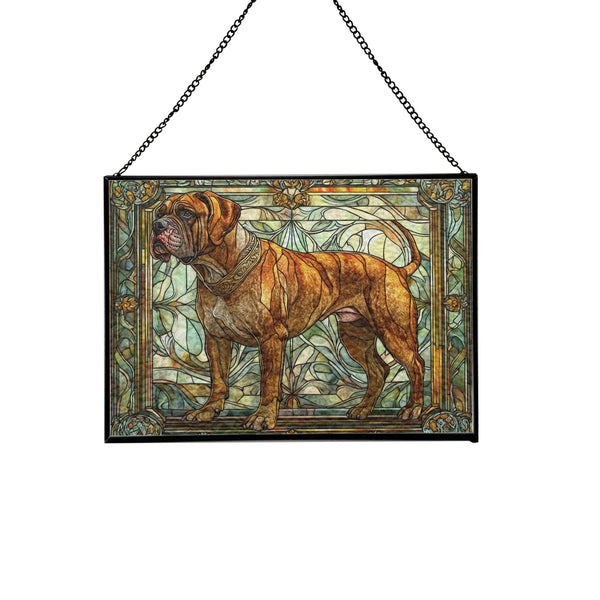 Bo.erboel Dog Stained Glass Suncatcher – Rectangular Window Hanging Panel, Pet Memorial or Decorative Gift for Dog Lovers, Birthday & Home Décor, Mother's Day, Christmas 3Cr6P0