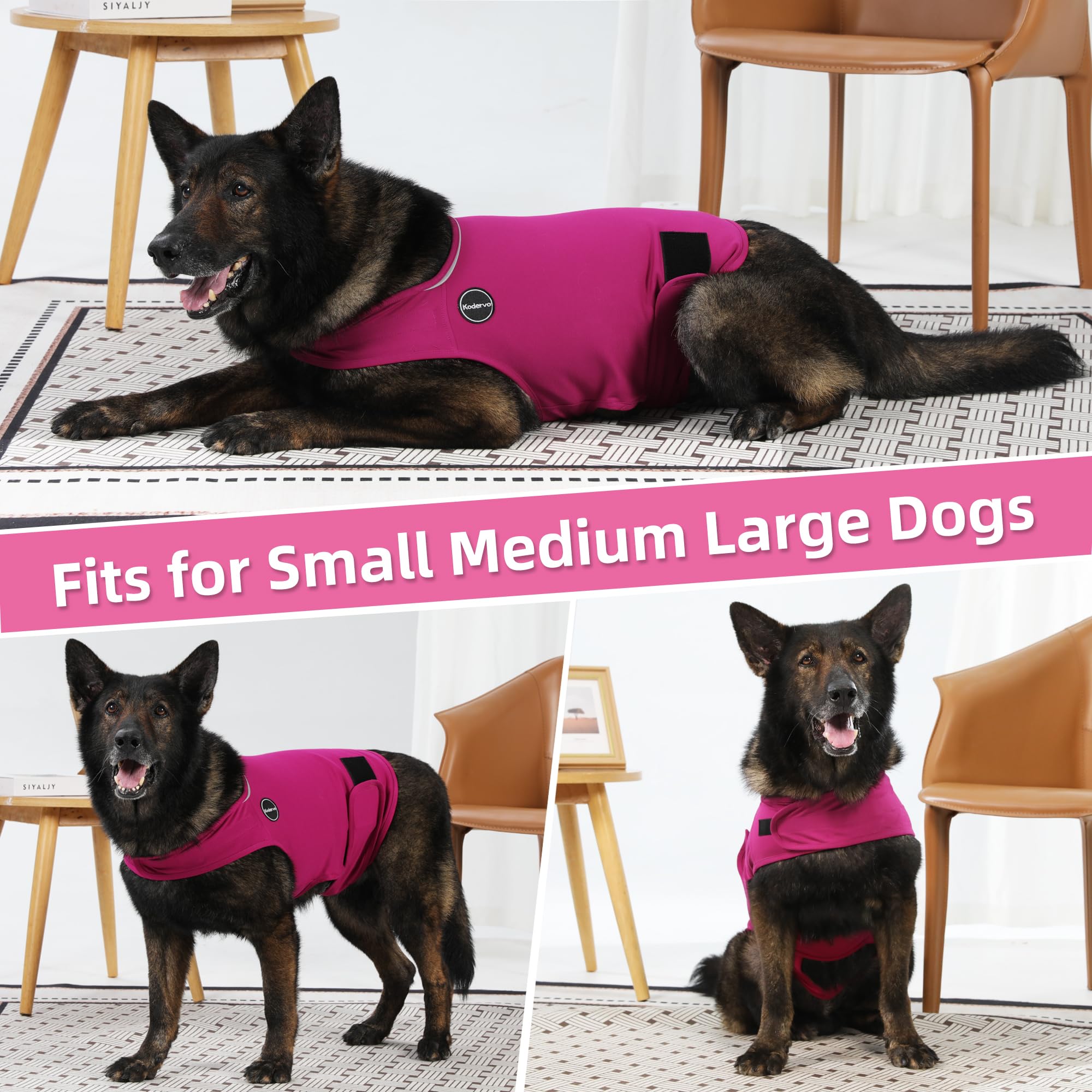 Kodervo Dog Anxiety Jacket, Skin-Friendly Dog Calming Shirt - Dog Coat for Thunder, Fireworks, Vet Visits and Separation - Keep Pet Calm Without Medicine & Training, Dark Green, Medium