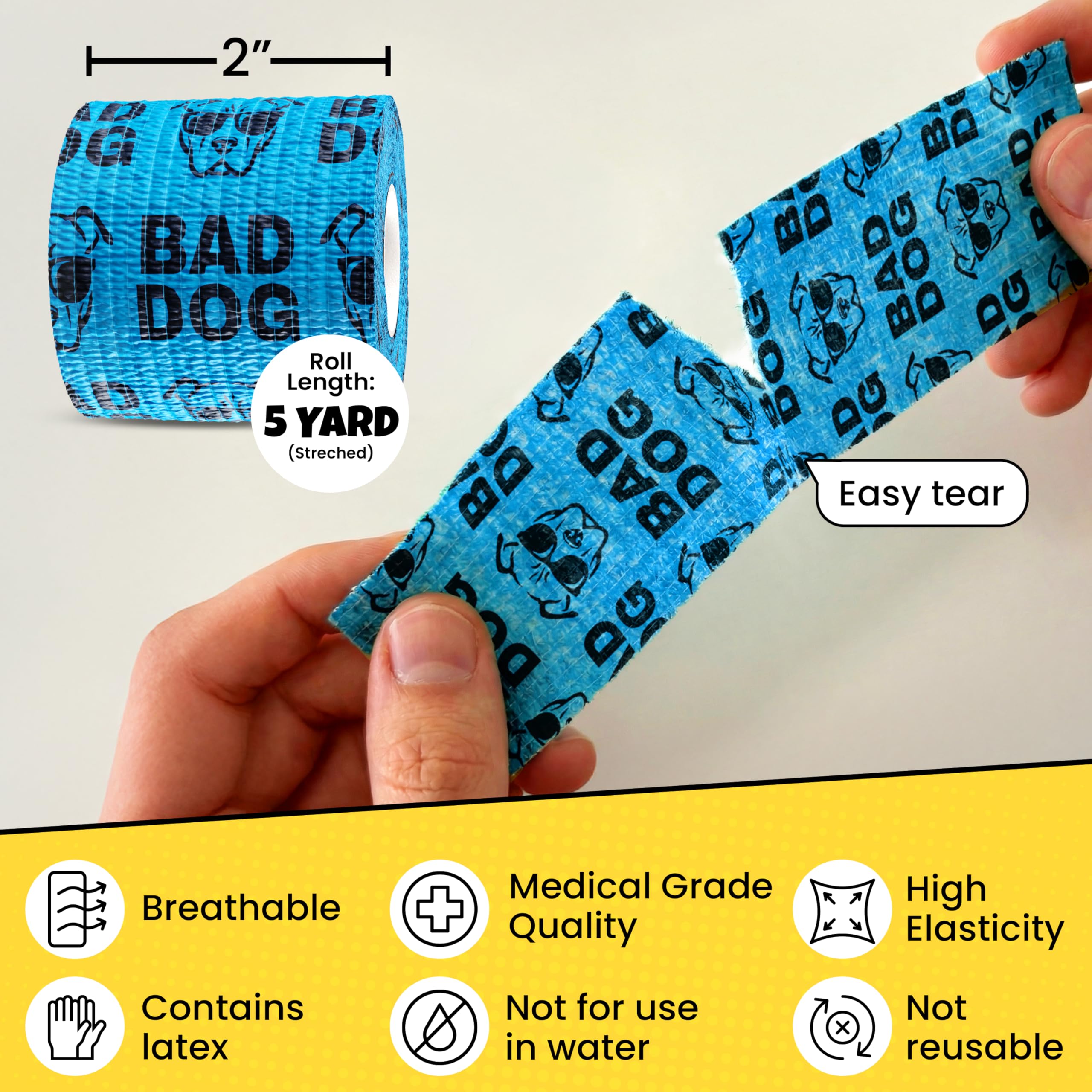 rubyloo Vet Wrap for Dogs – Funny Dog Bandage for Wounds - 12 Pack of 2" Self-Adhesive Vet Tape - Breathable Pet Wrap Bandage for Hot Spots & Injuries, Dog First Aid Kit Supplies - Oops Wraps