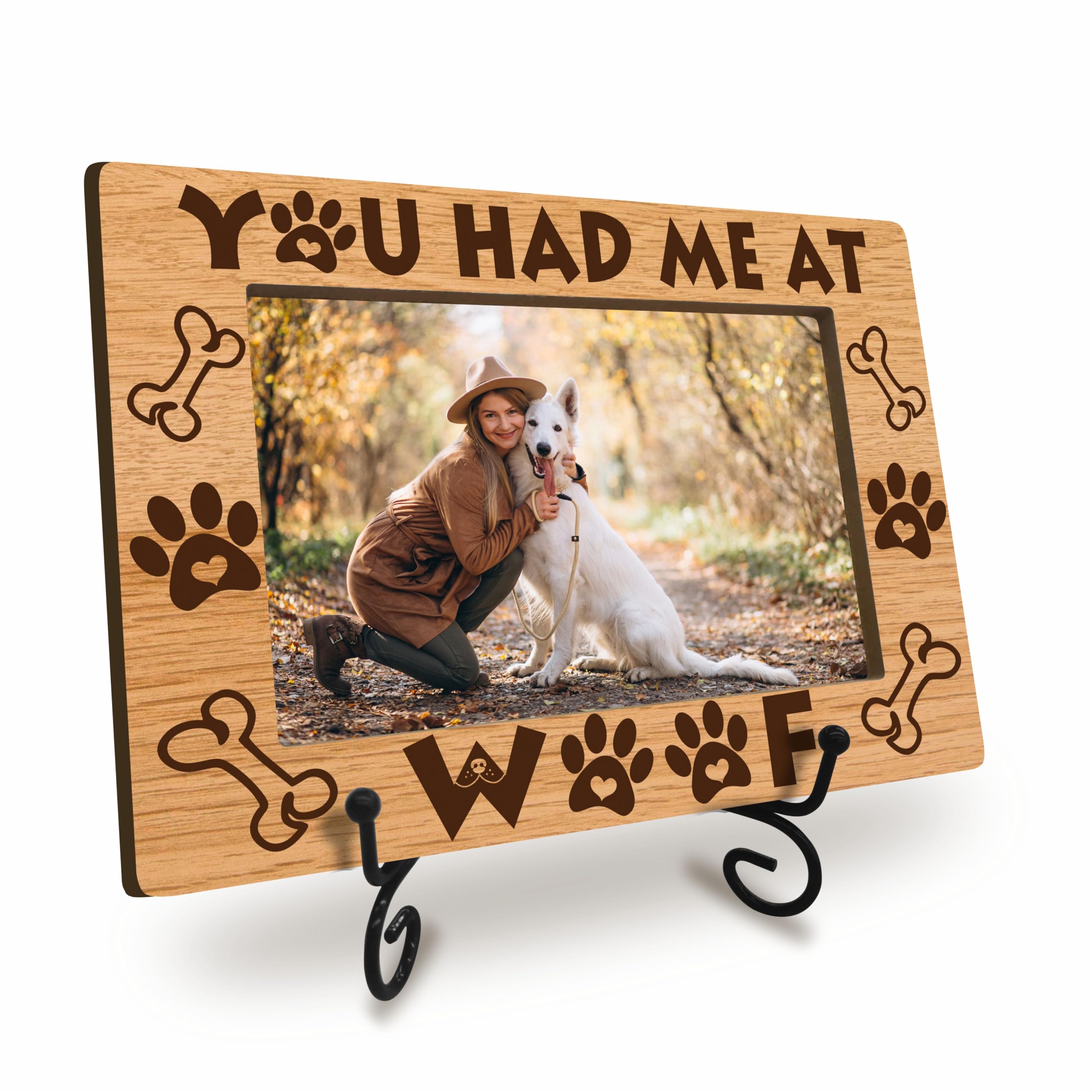 JCVUK Dog Picture Frame, Best Dog Ever Gifts, Pet Memorial Picture Frame - You Had Me At Woof, Memorial Frame For 4" x 6" Picture, Dog Lover Gifts (Horizontal) -A19