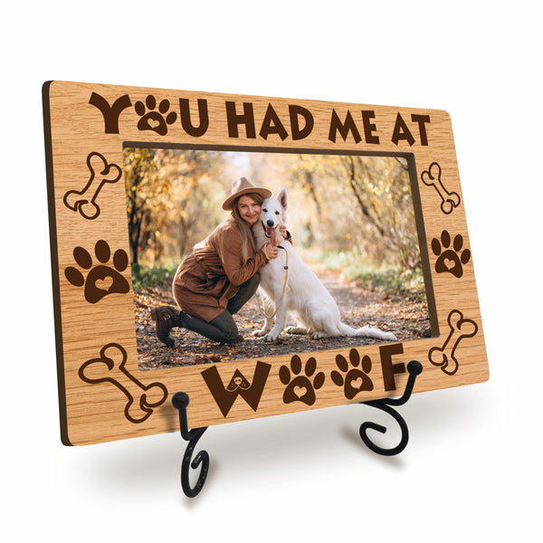 JCVUK Dog Picture Frame, Best Dog Ever Gifts, Pet Memorial Picture Frame - You Had Me At Woof, Memorial Frame For 4" x 6" Picture, Dog Lover Gifts (Horizontal) -A19