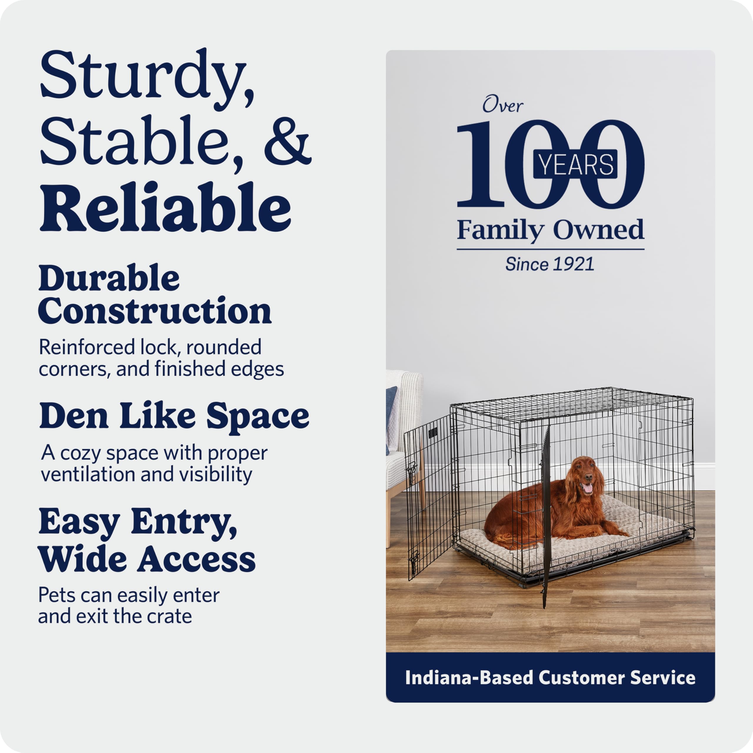 MidWest Homes for Pets 42-Inch iCrate for Large Breeds, 71-90 lbs, Single Door Folding Dog Crate with Divider Panel, Leak-Proof Tray & Secure Latch, Portable, Durable & Easy to Assemble