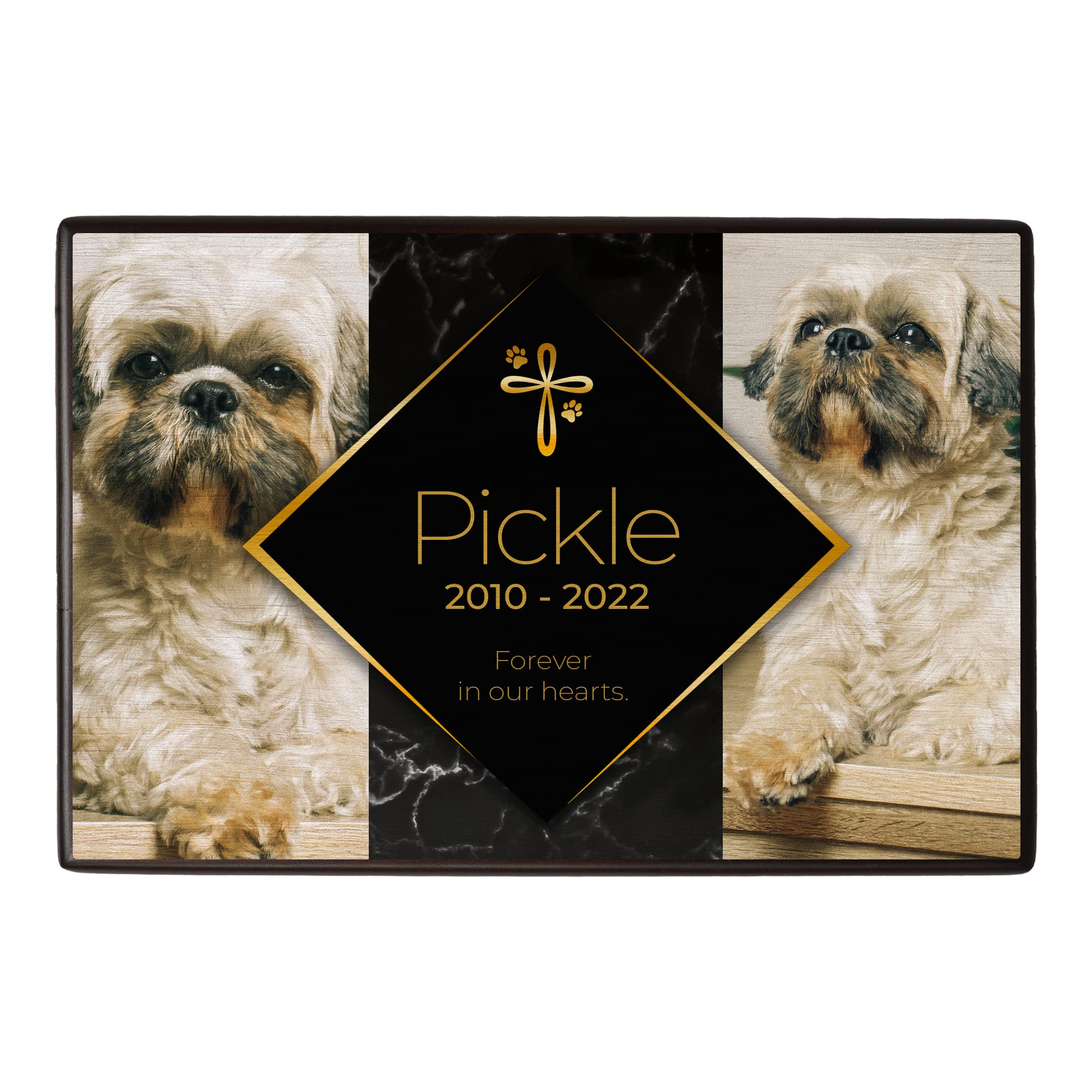 Royal Matter Custom Pet Keepsake Urns for Dogs, Wooden Box for Pet Ashes with Photo for Your Beloved Pets, Pet Cremation Urns as Sympathy Gifts for Pet Lovers - Small, 6" x 4" x 2.75" (Pickle)