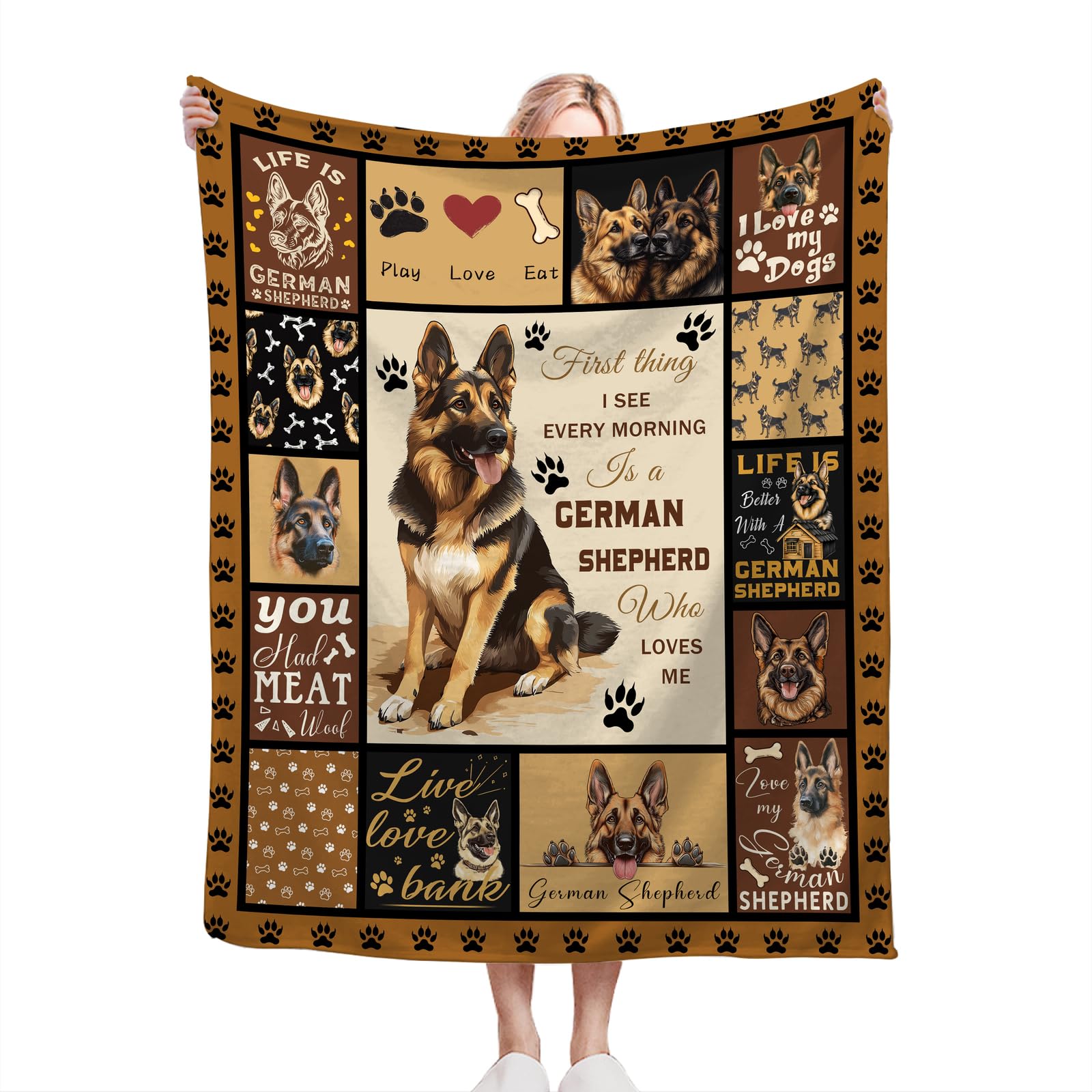 German Shepherd Blanket Soft Fuzzy Fleece Dog Blanket Decor Cozy Warm Plush Flannel Blanket Gifts for Boys Girls Men Women Home Chair Sofa Couch Bed 50"X40"