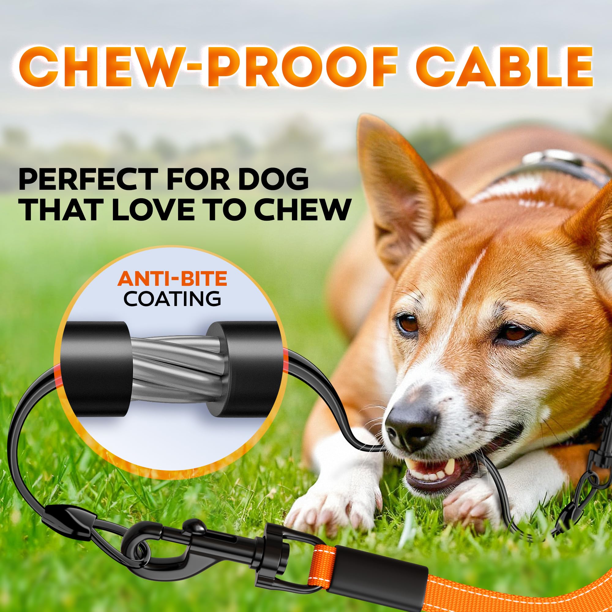 Retractable Dog Leash 18.2 ft – Chew Proof Cable Included – 360° Tangle-Free Design – Heavy Duty Reflective Leash – Soft Anti-Slip Grip Outdoor Daily for Small Medium Dogs up to 50 lbs (Orange)